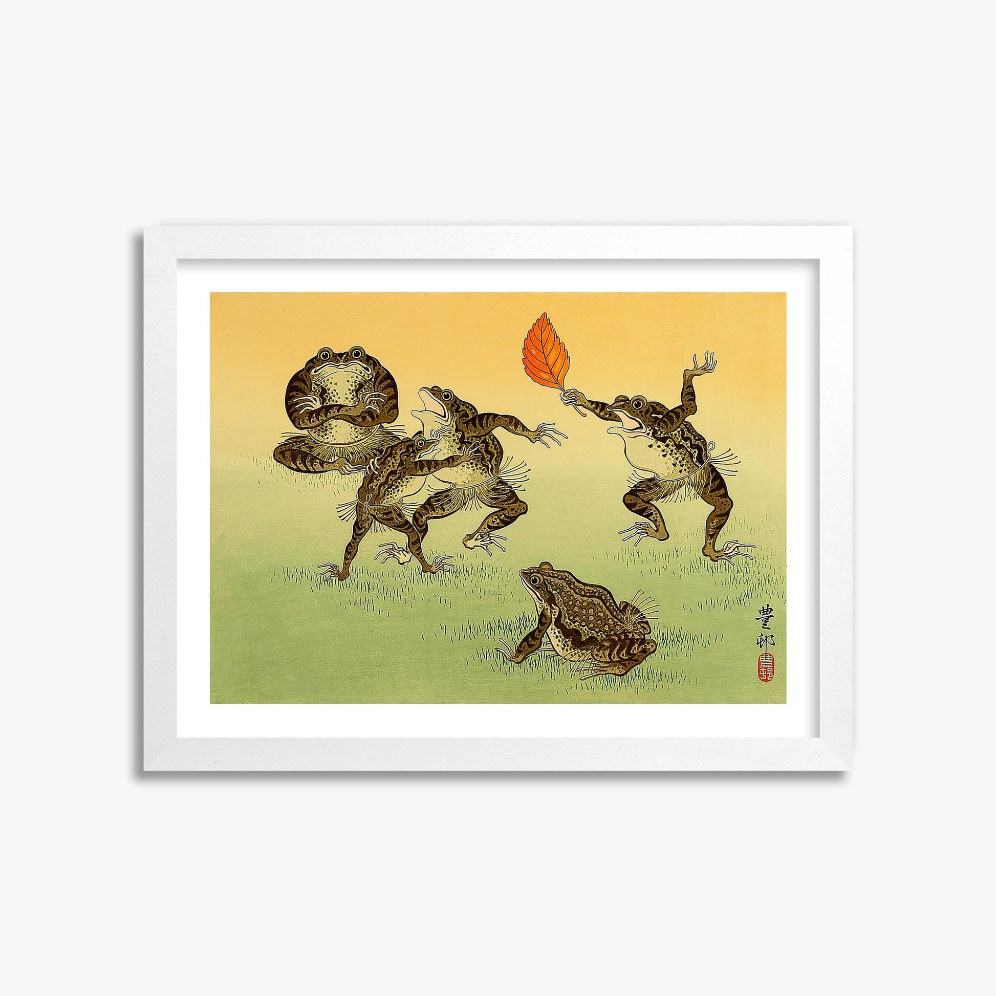 Ohara Koson: Sumo-wrestling Toads 30x40 cm Art Reproduction With White Margin