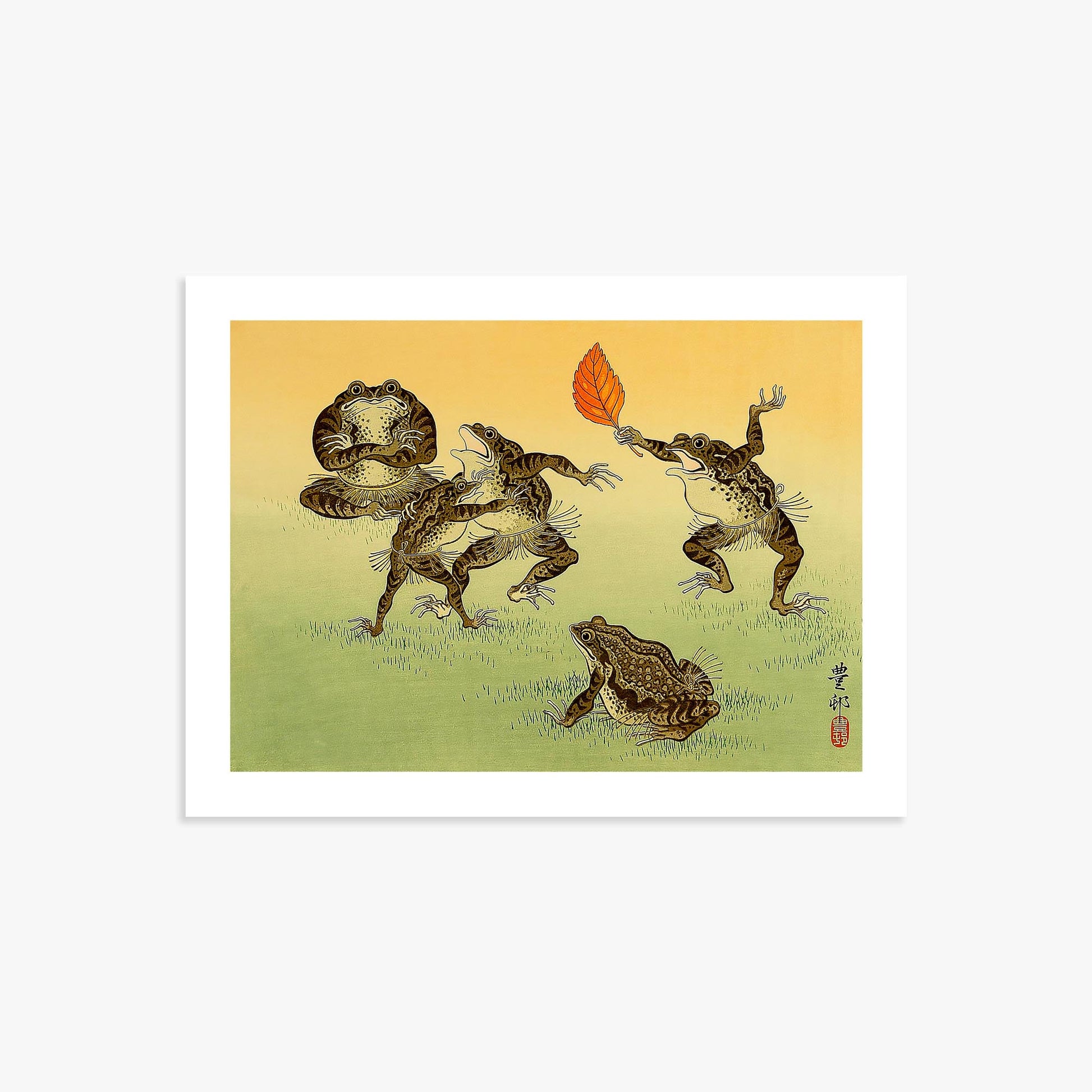 Ohara Koson: Sumo-wrestling Toads 30x40 cm Art Reproduction With White Margin
