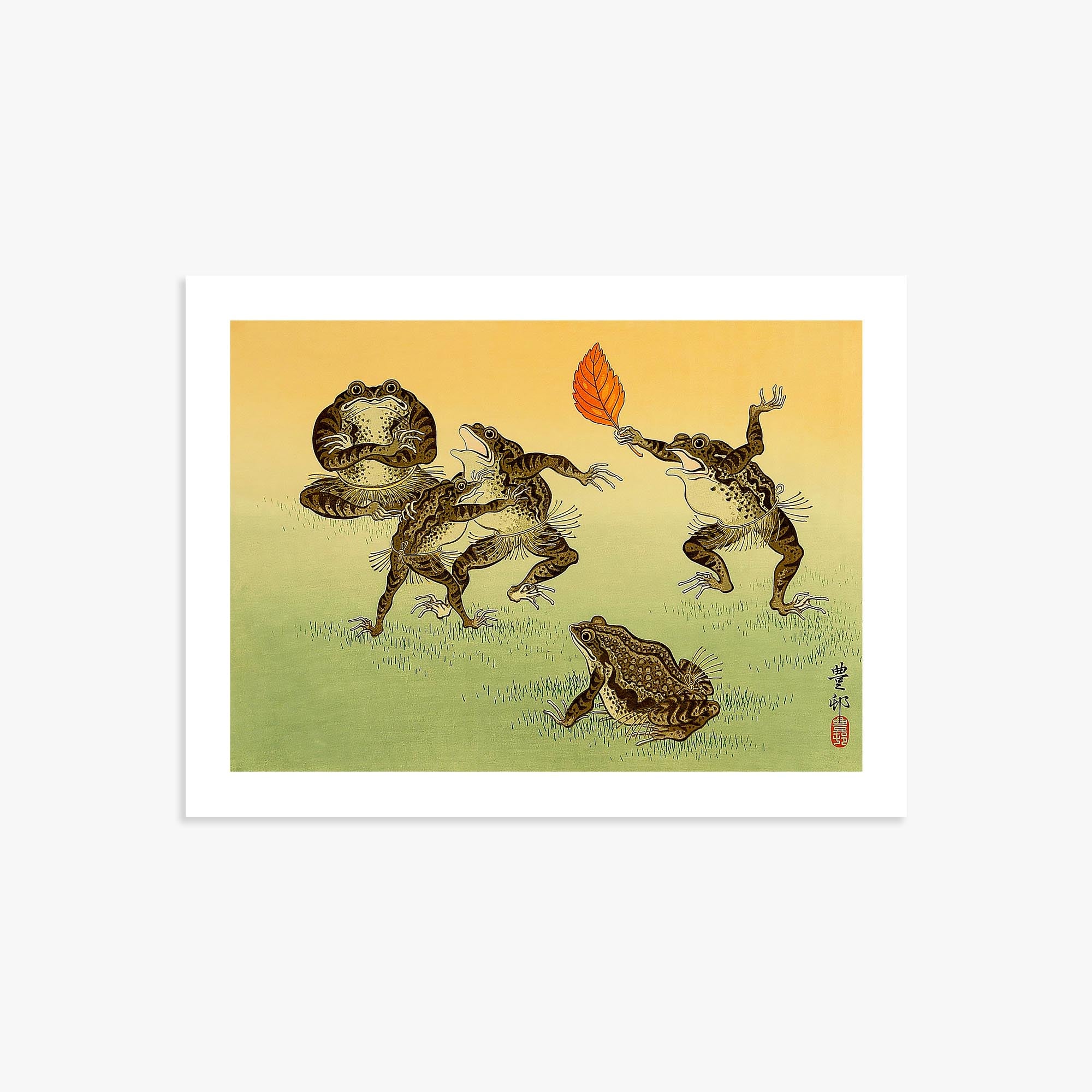Ohara Koson: Sumo-wrestling Toads 30x40 cm Art Reproduction With White Margin