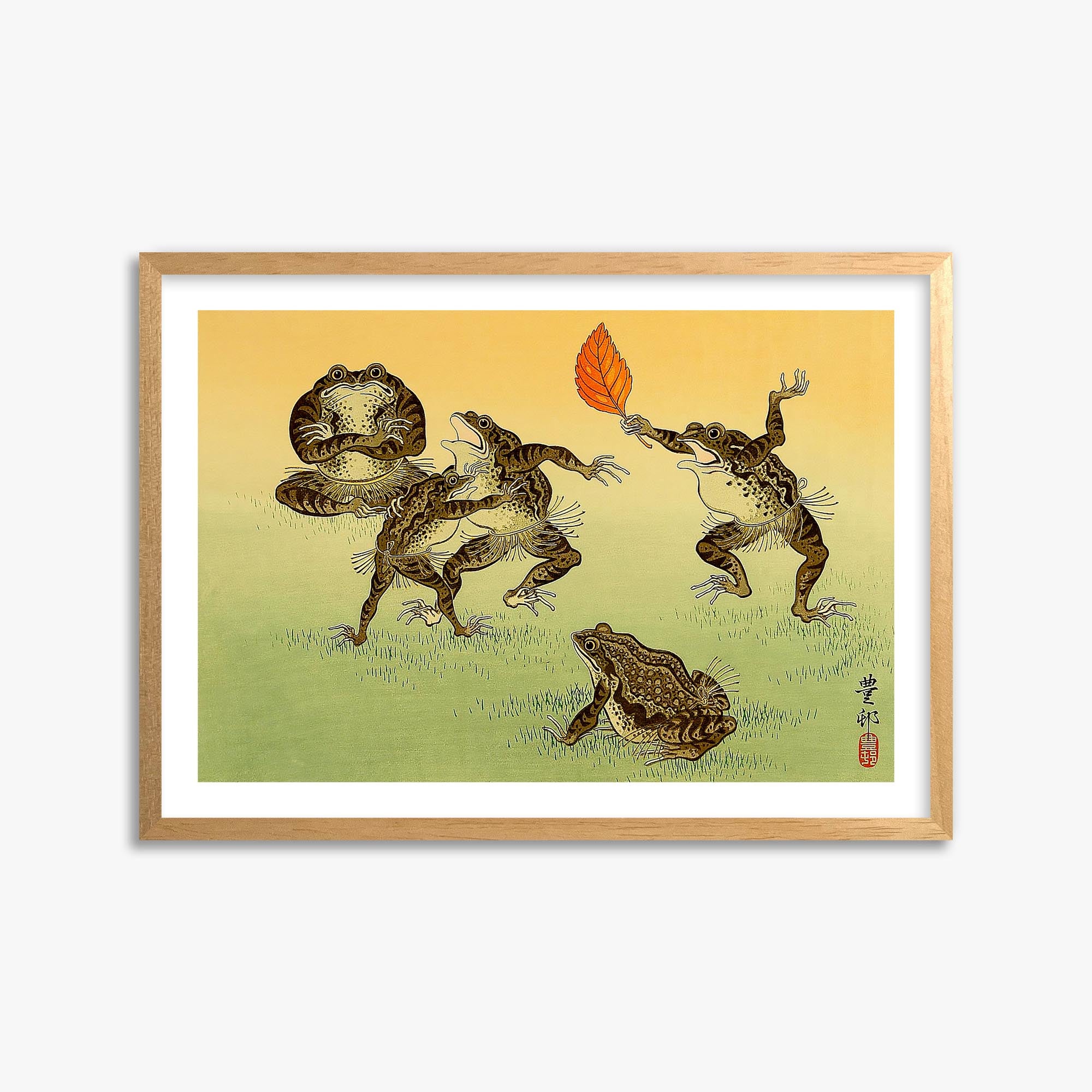 Ohara Koson: Sumo-wrestling Toads 50x70 cm Art Reproduction With White Margin