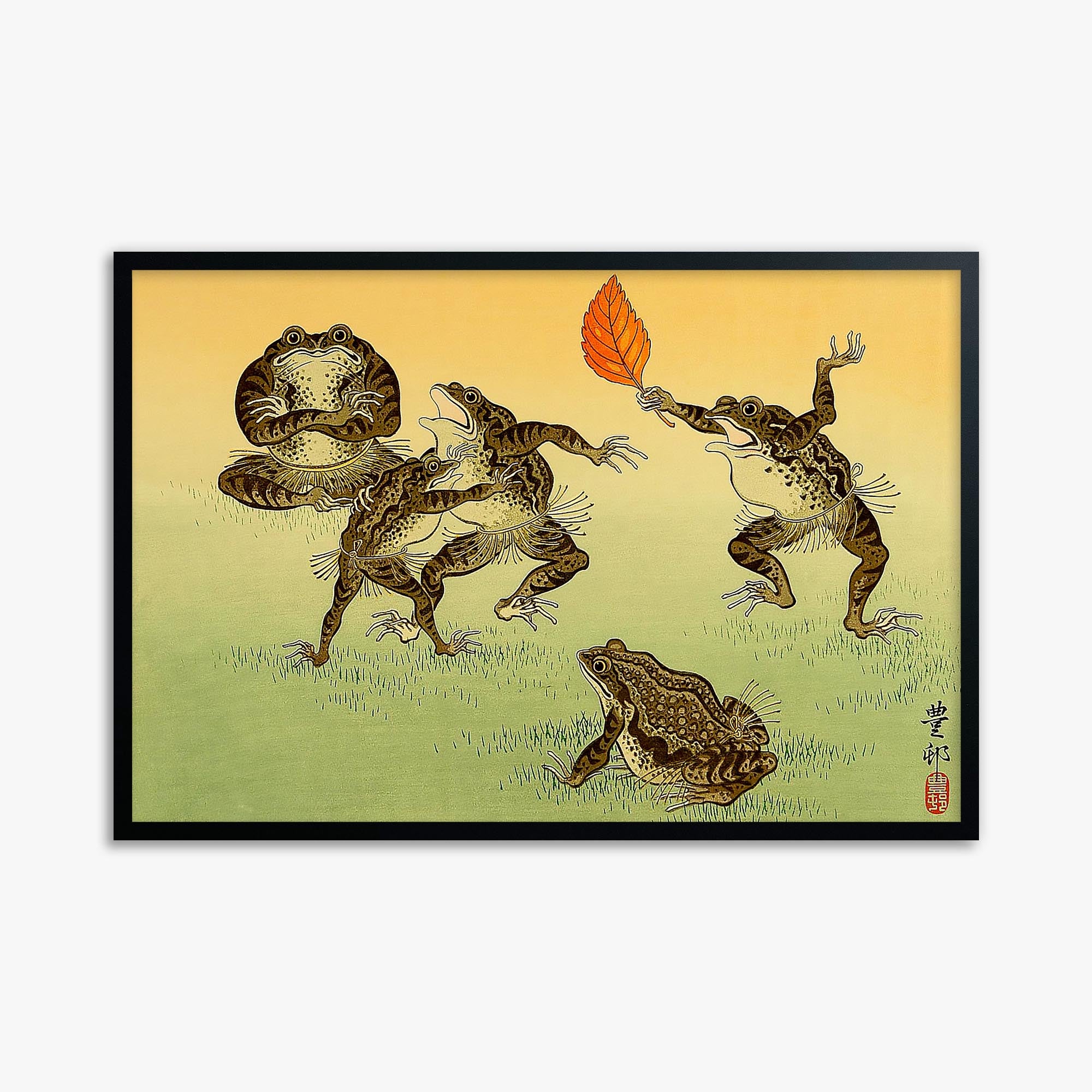 Ohara Koson: Sumo-wrestling Toads 61x91 cm Art Reproduction With No Margin