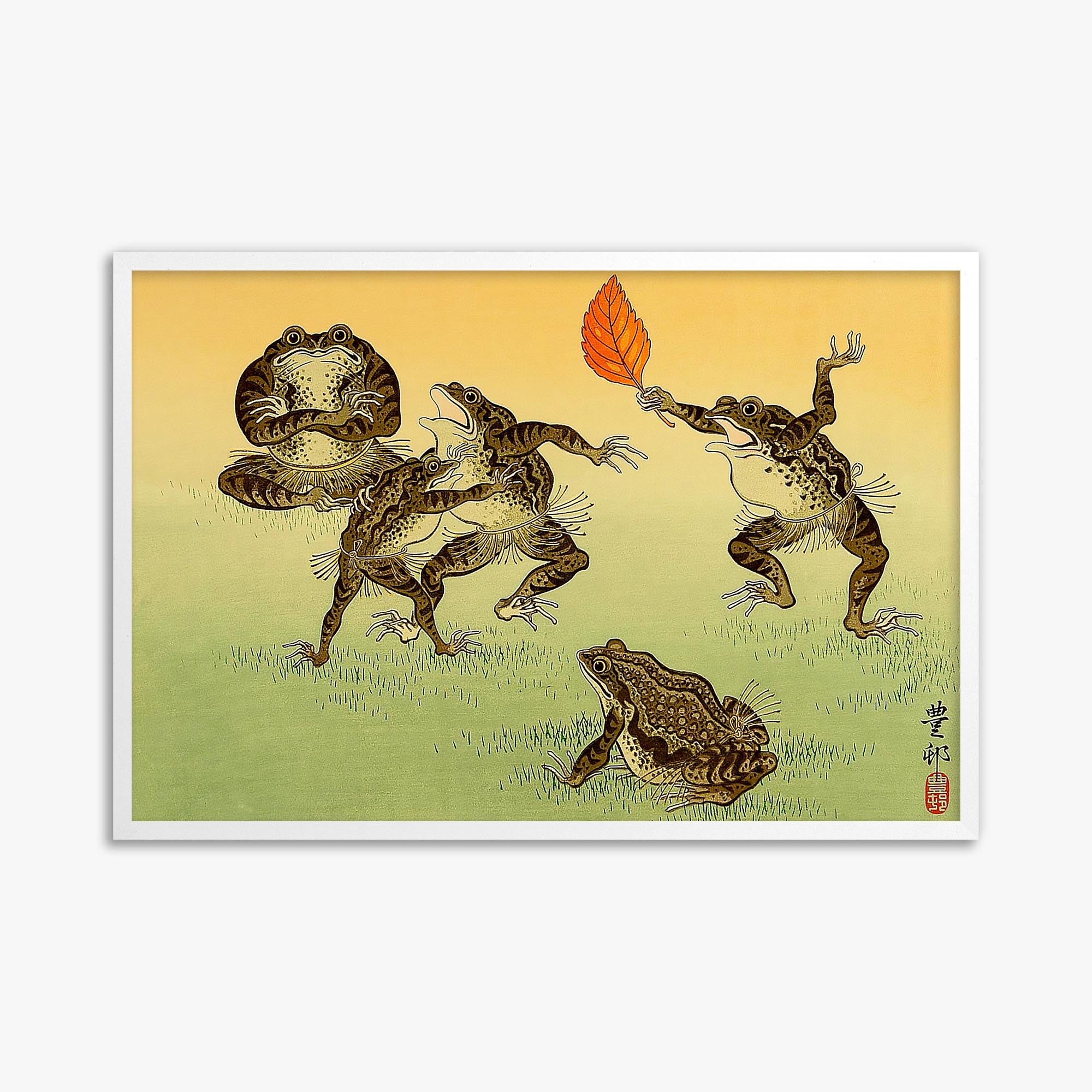 Ohara Koson: Sumo-wrestling Toads 61x91 cm Art Reproduction With No Margin