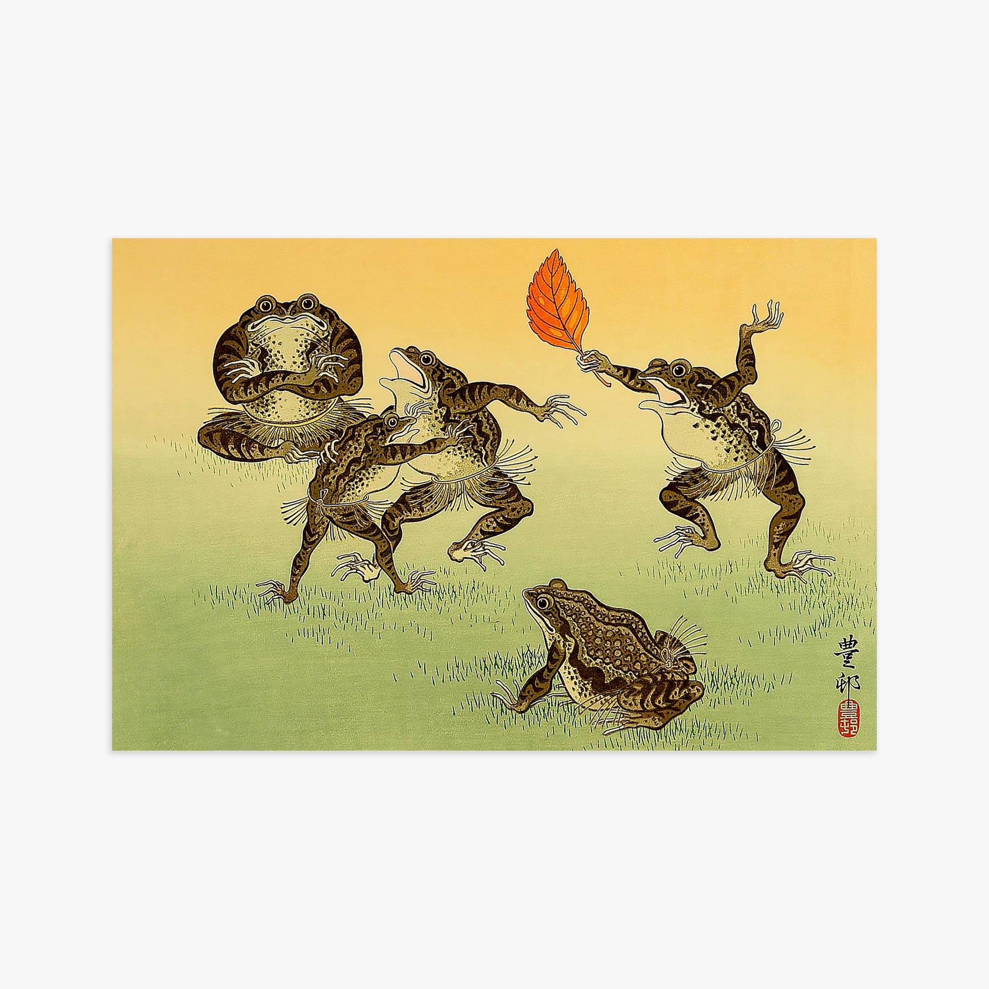 Ohara Koson: Sumo-wrestling Toads 61x91 cm Art Reproduction With No Margin