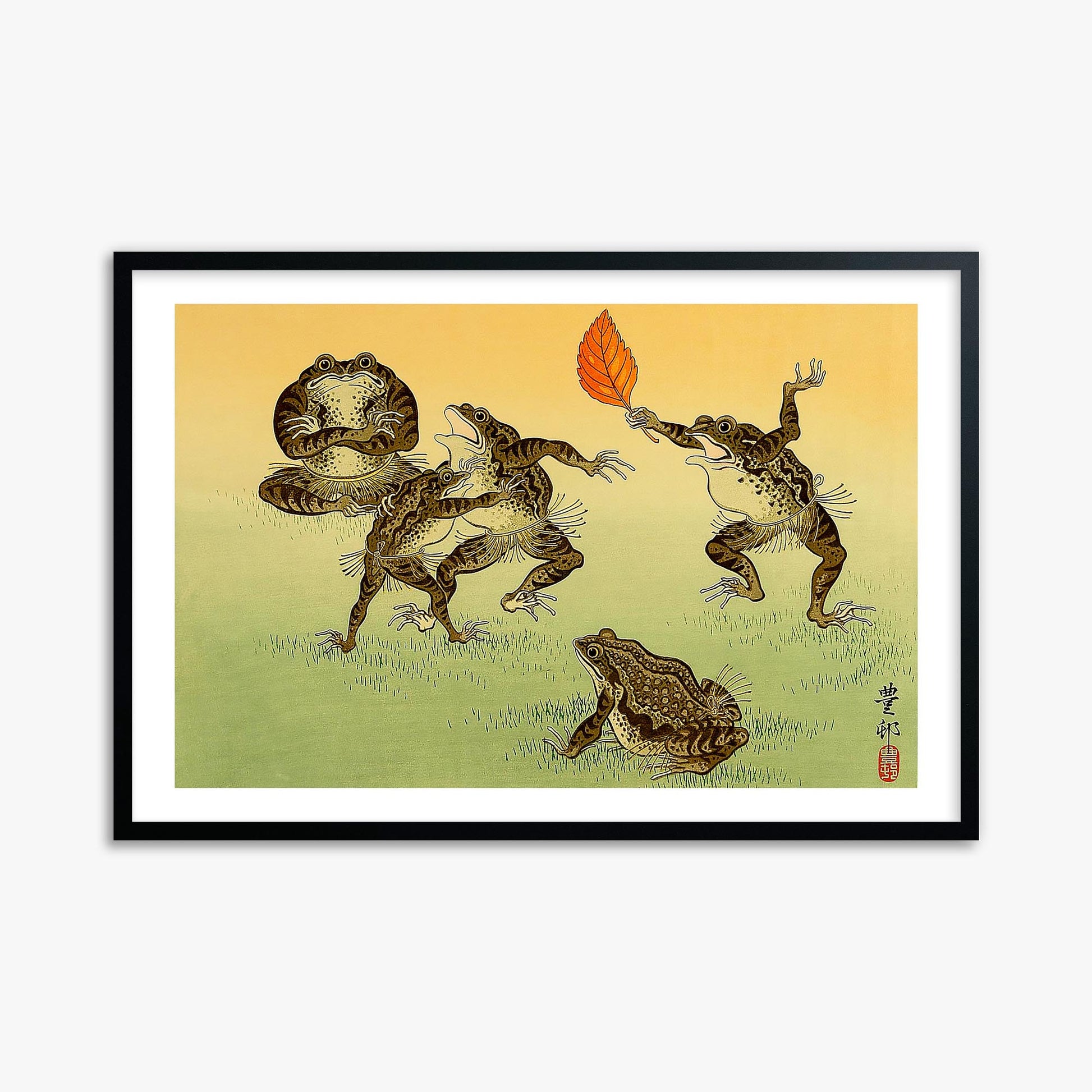 Ohara Koson: Sumo-wrestling Toads 61x91 cm Art Reproduction With White Margin