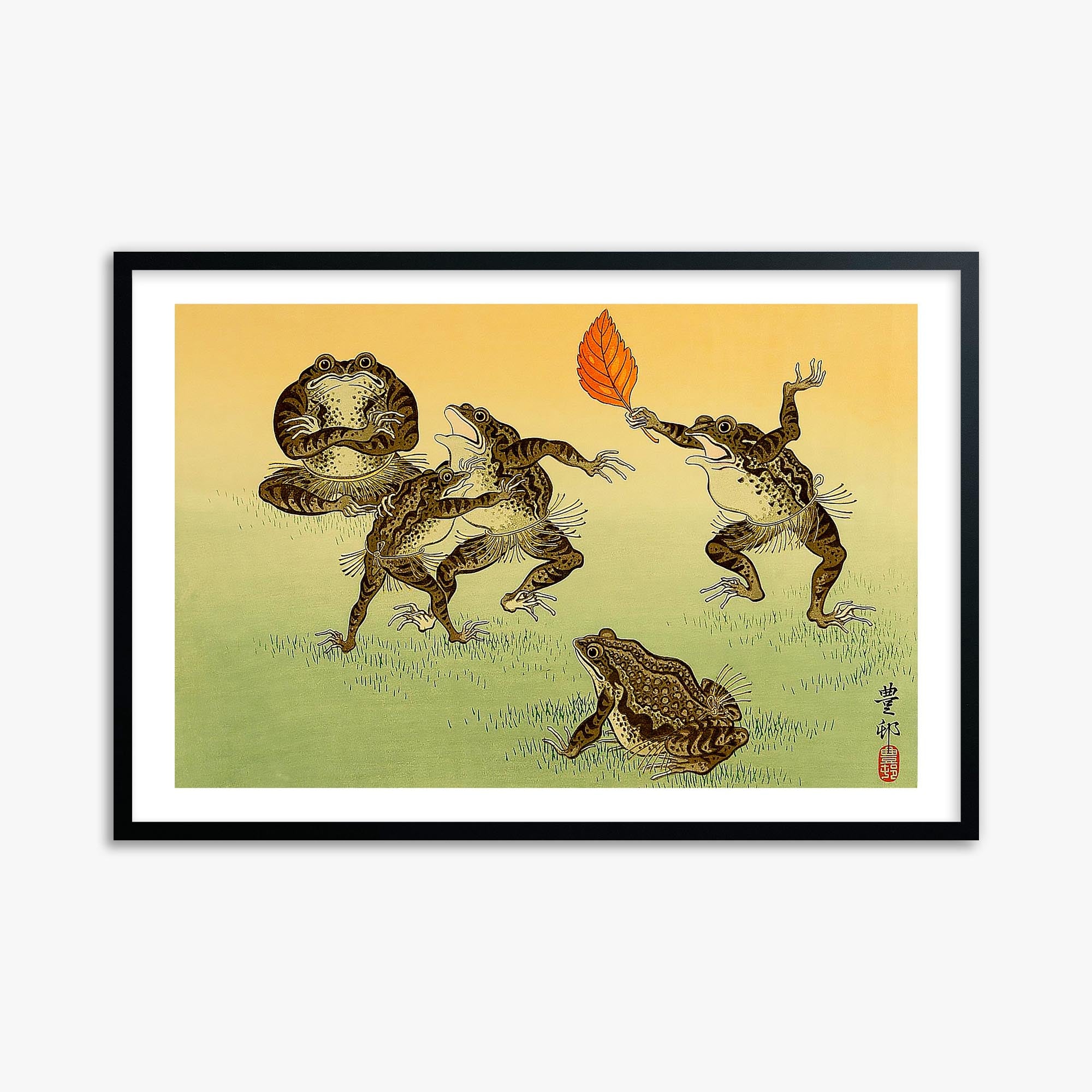 Ohara Koson: Sumo-wrestling Toads 61x91 cm Art Reproduction With White Margin