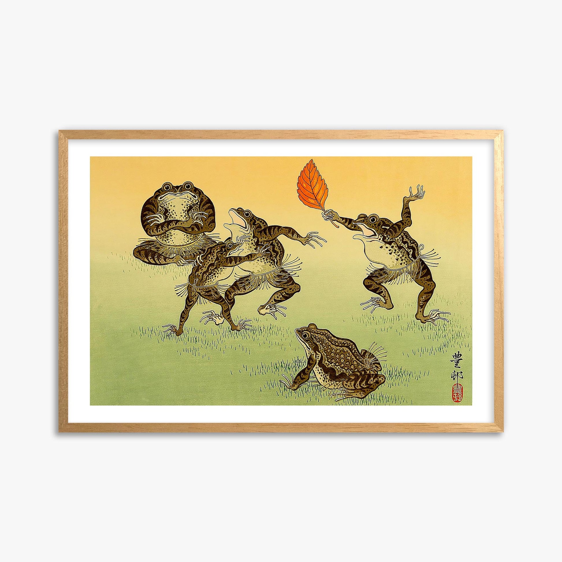 Ohara Koson: Sumo-wrestling Toads 61x91 cm Art Reproduction With White Margin