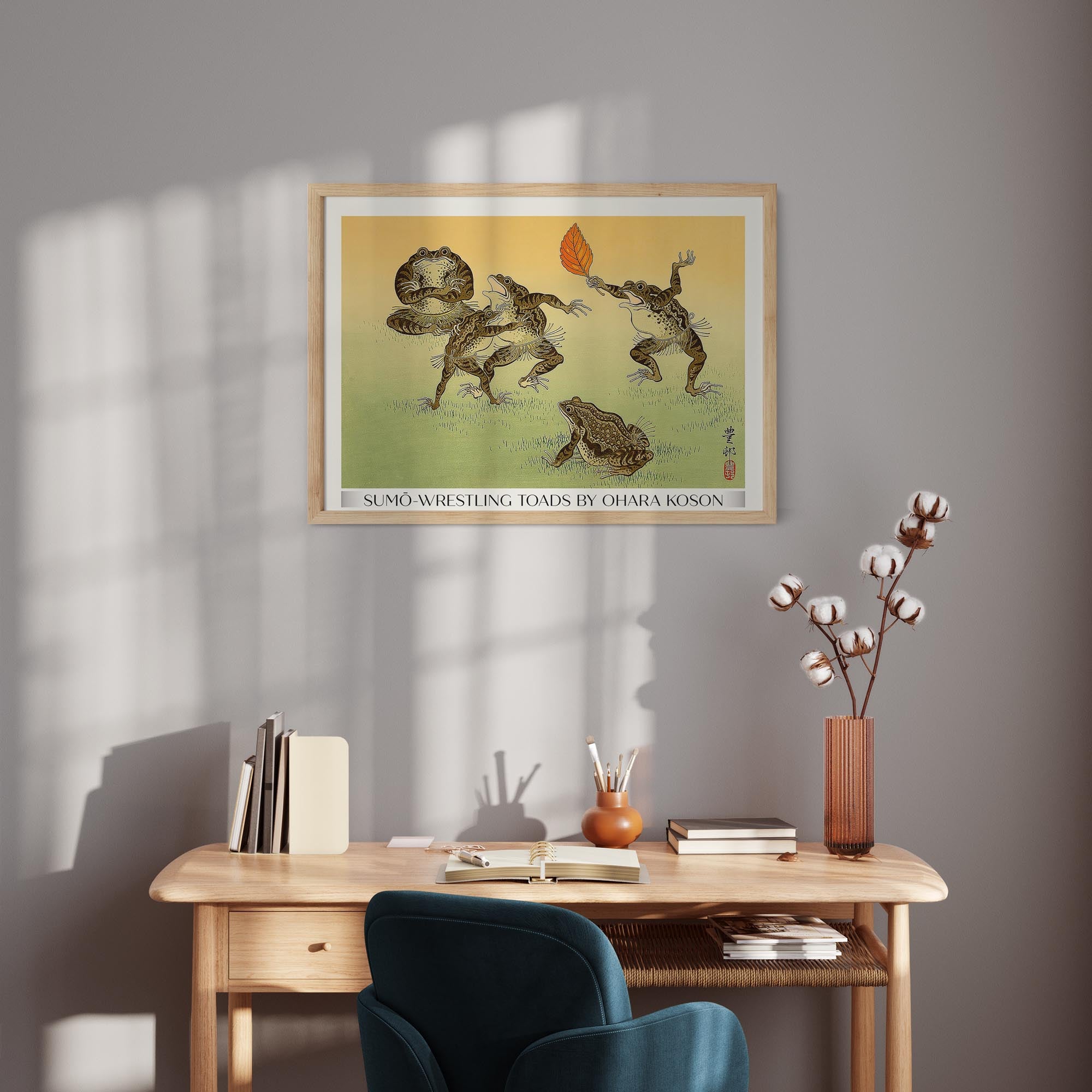 Design concept No. 11 for Ohara Koson: Sumo-wrestling Toads - Gallery-Style Japanese Wall Art