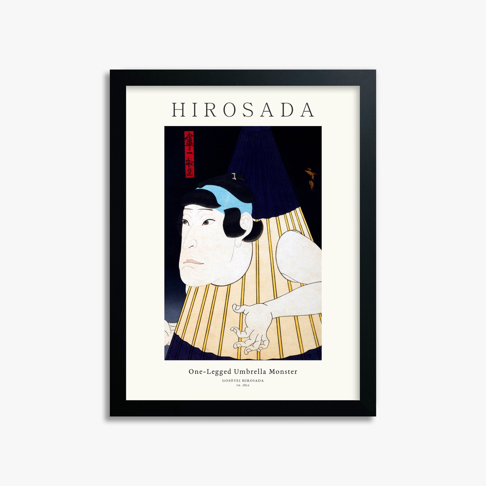 Gosōtei Hirosada: One-Legged Umbrella Monster - Gallery-style 30x40 cm Art Reproduction With Black Frame