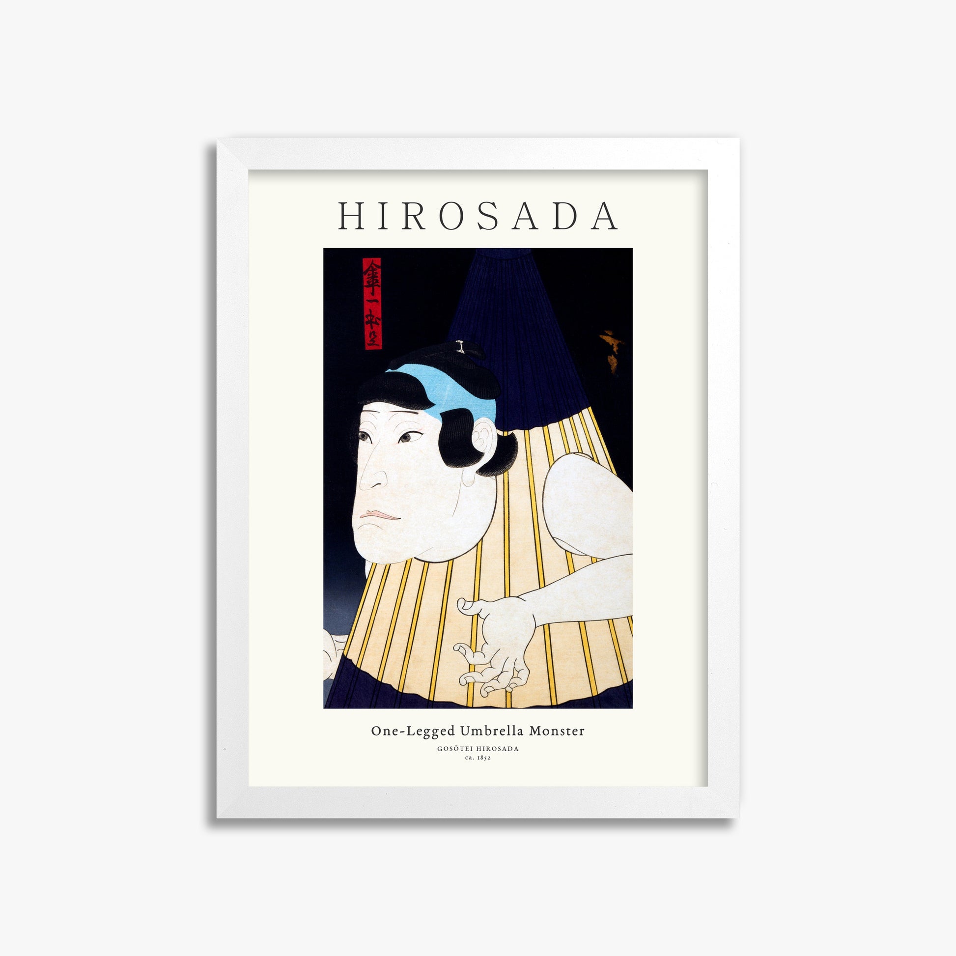 Gosōtei Hirosada: One-Legged Umbrella Monster - Gallery-style 30x40 cm Art Reproduction With White Frame