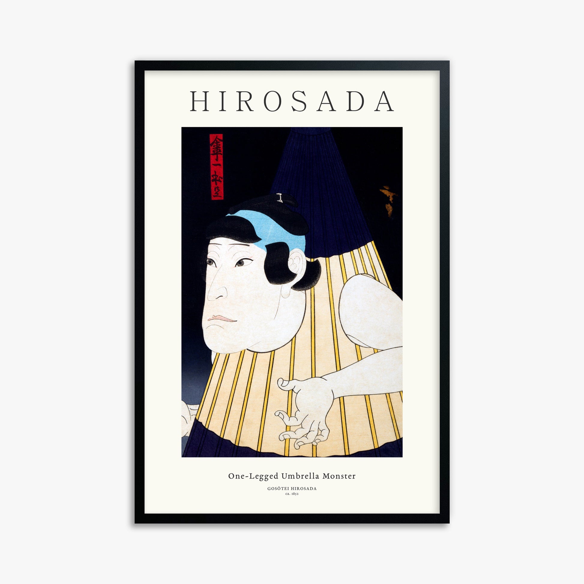 Gosōtei Hirosada: One-Legged Umbrella Monster - Gallery-style 61x91 cm Art Reproduction With Black Frame
