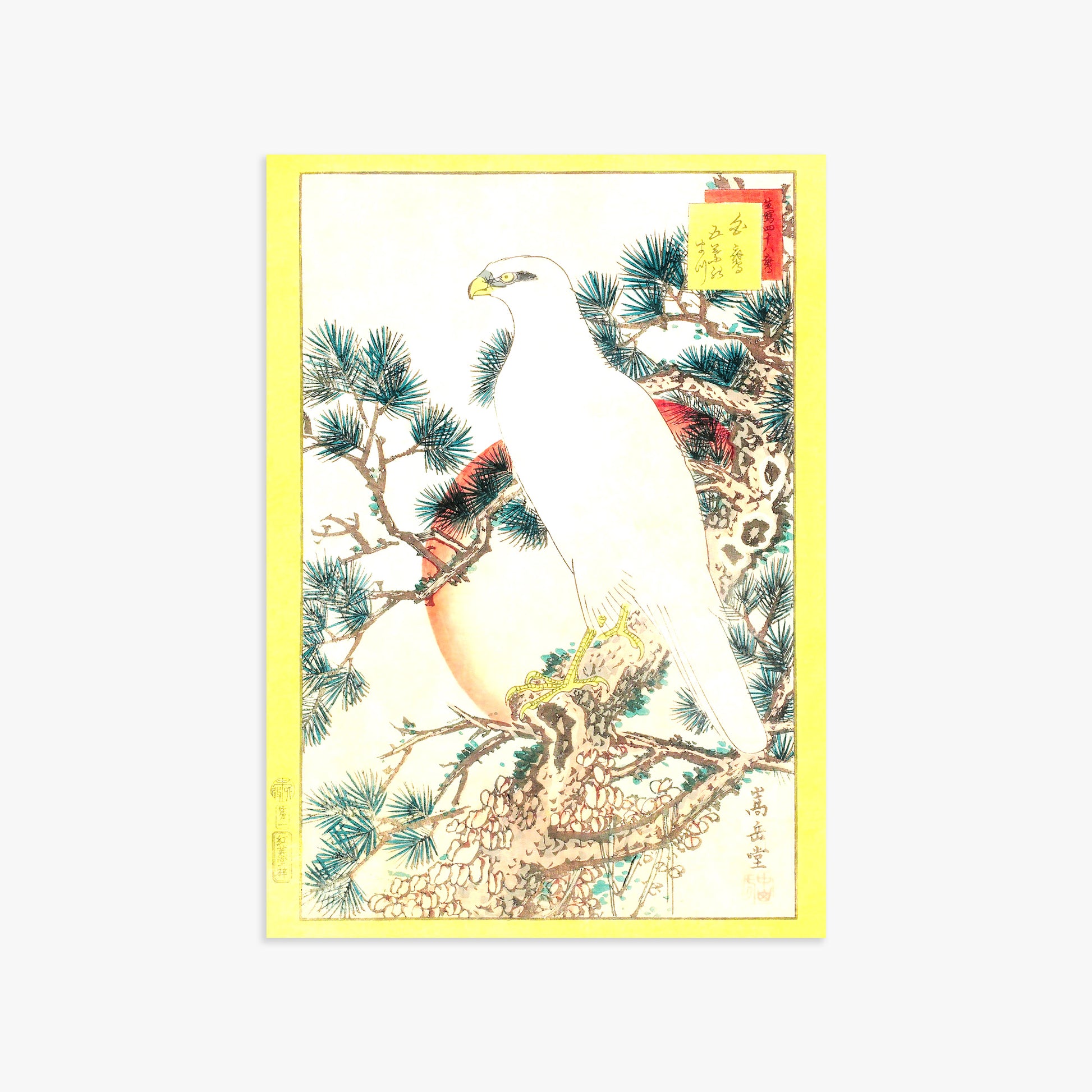 Nakayama Sûgakudô: White Falcon and Five-needled Pine, 50x70cm Printed Poster
