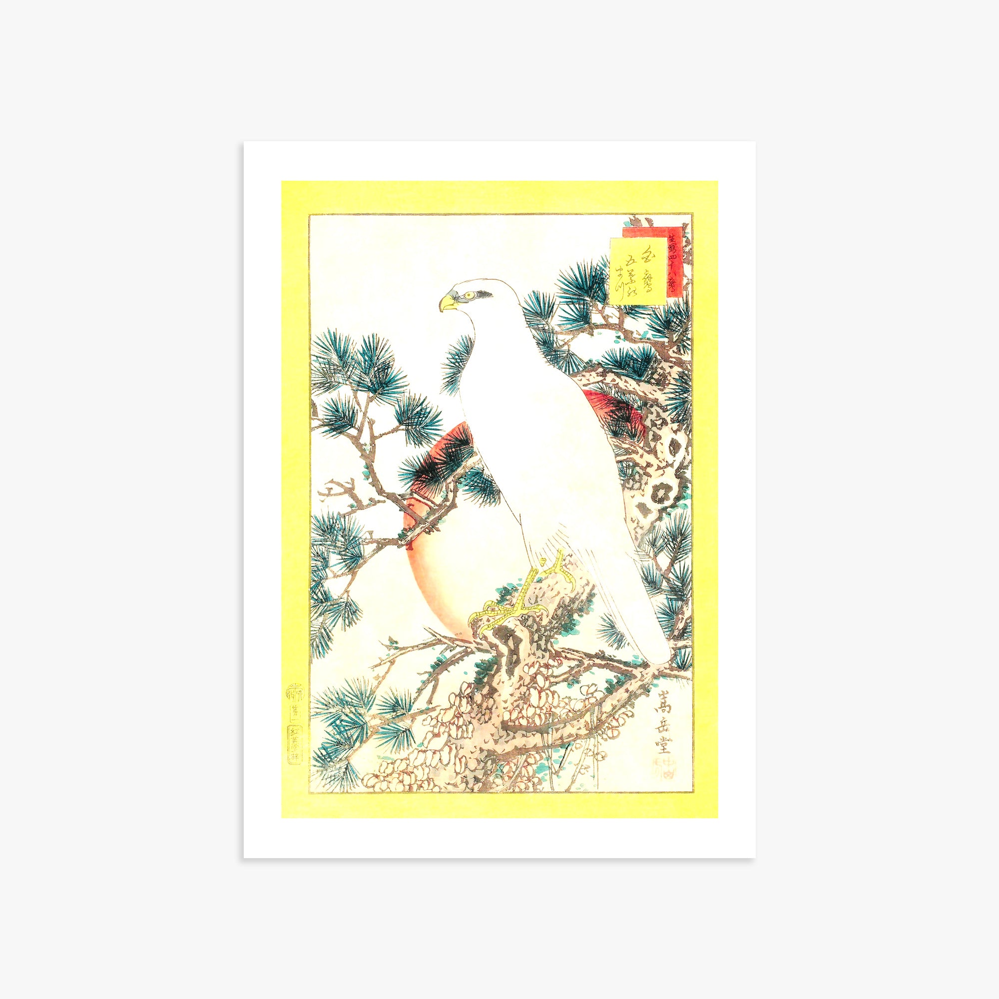 Nakayama Sûgakudô: White Falcon and Five-needled Pine, 50x70cm Printed Poster