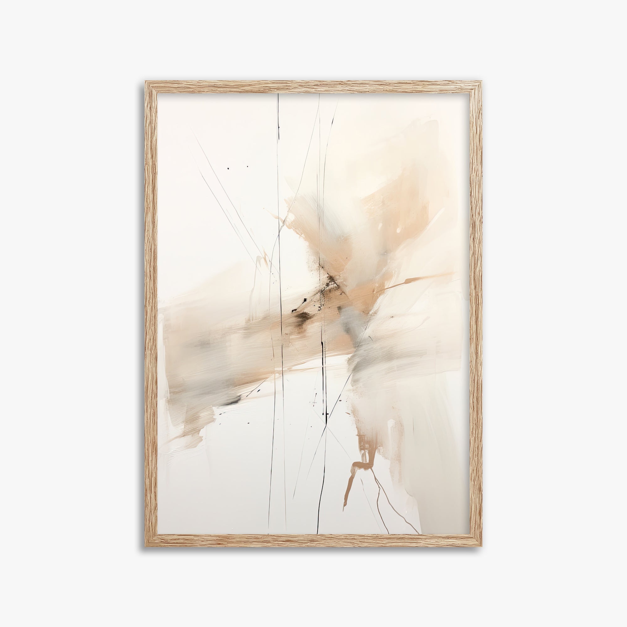 Ethereal Drifts, 50x70cm Framed Art Reproduction With Raw Oak Frame