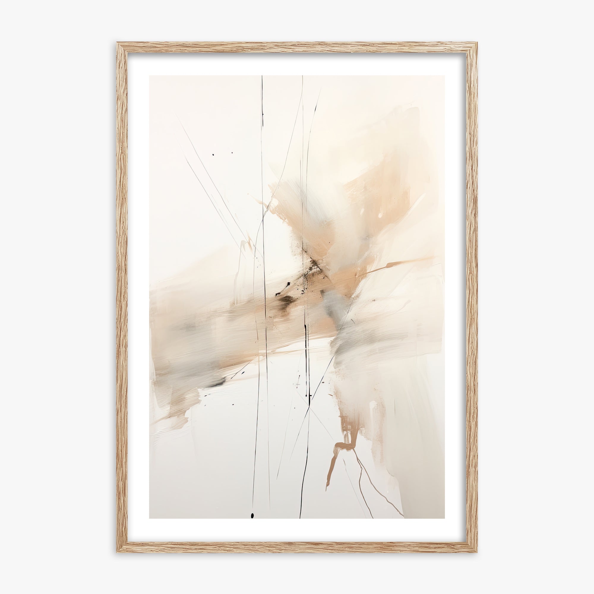 Ethereal Drifts, 70x100cm Framed Art Reproduction With Raw Oak Frame