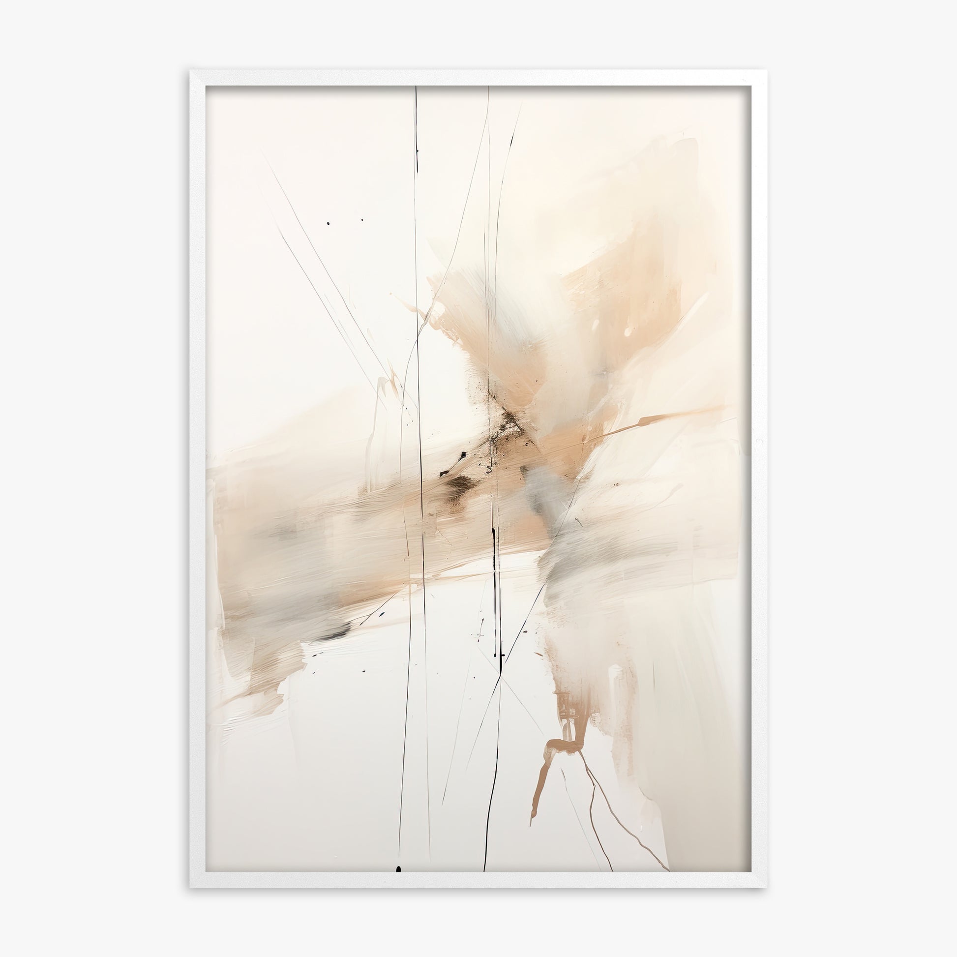 Ethereal Drifts, White Framed Poster With White Frame