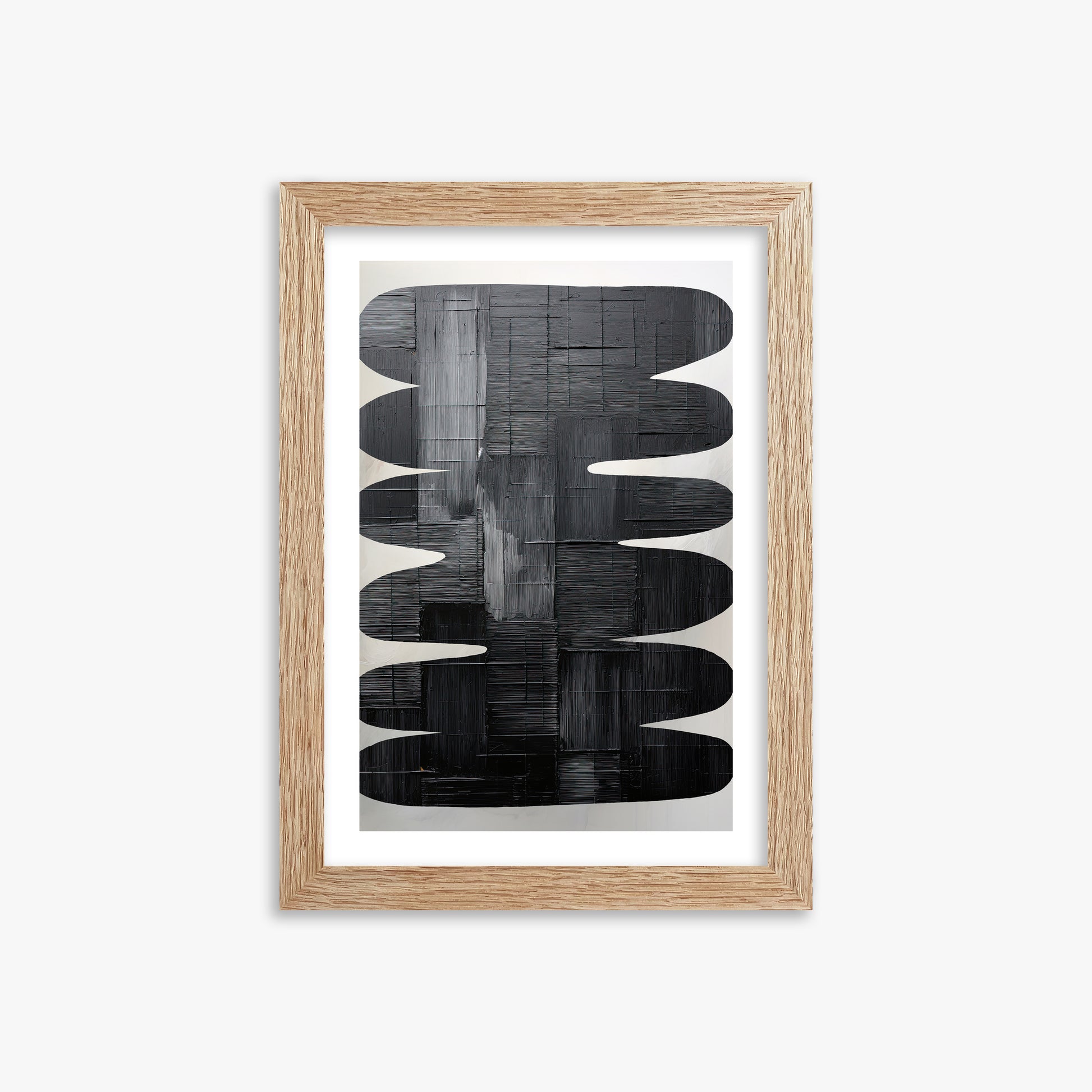 Midnight Waves, 21x30cm Framed Art Reproduction With Raw Oak Frame