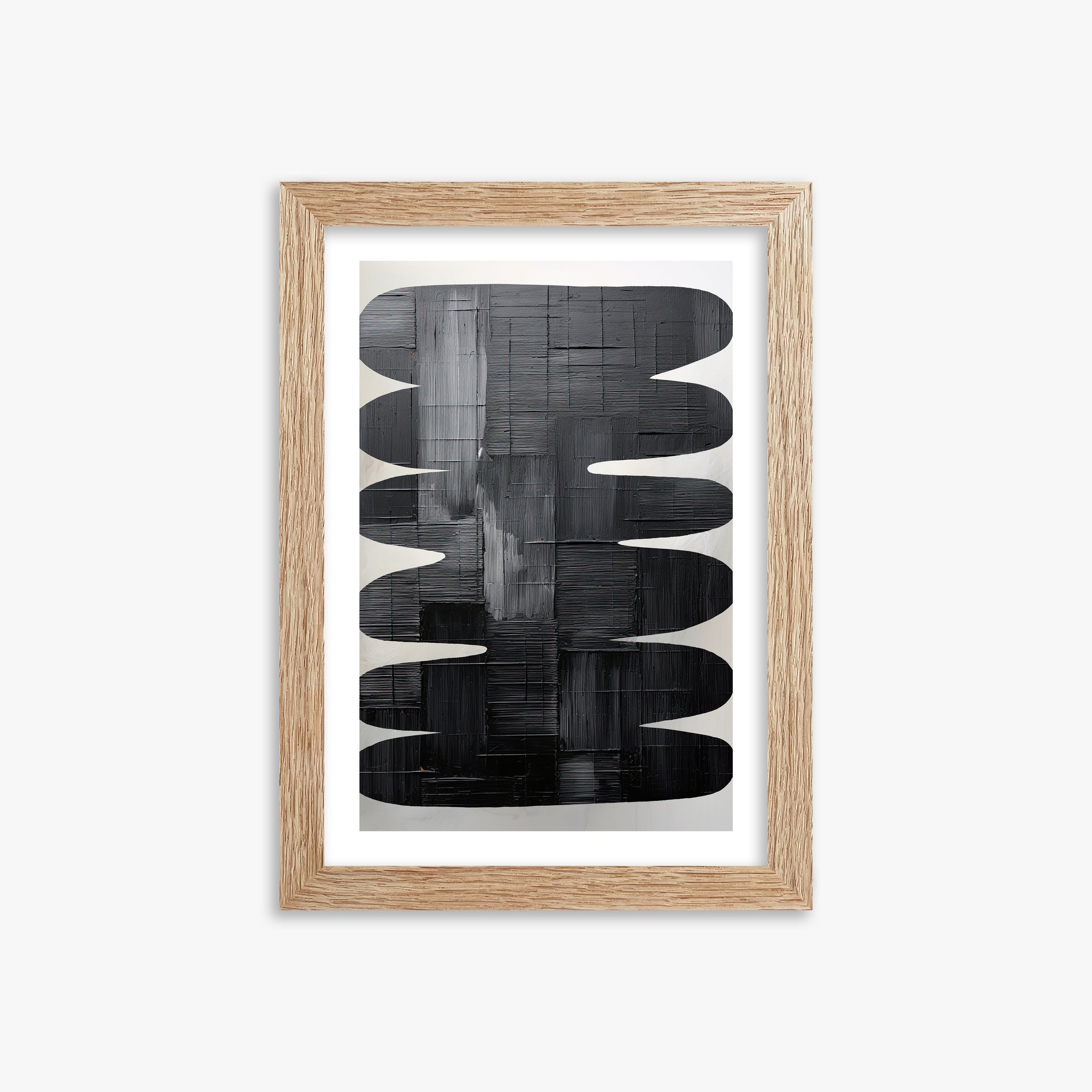 Midnight Waves, 21x30cm Framed Art Reproduction With Raw Oak Frame