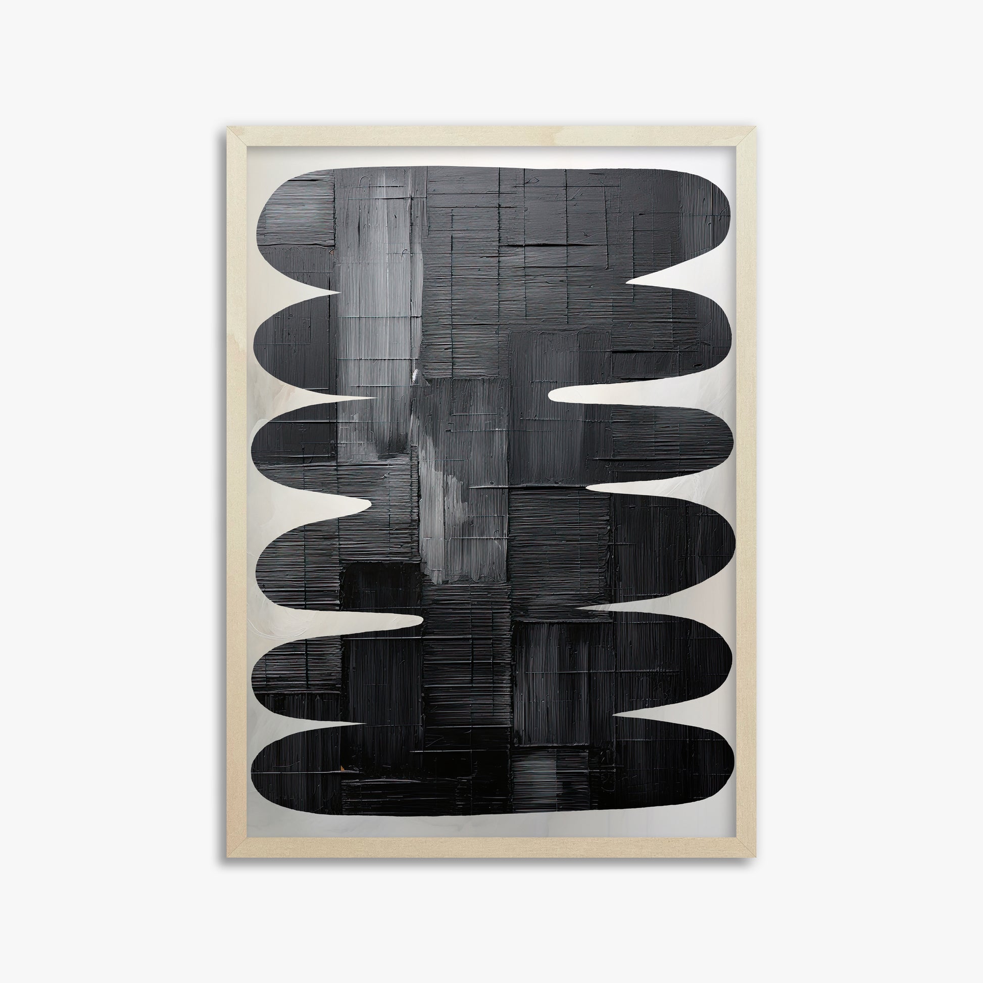 Midnight Waves, 50x70cm Framed Art Reproduction With Lime Wood Frame