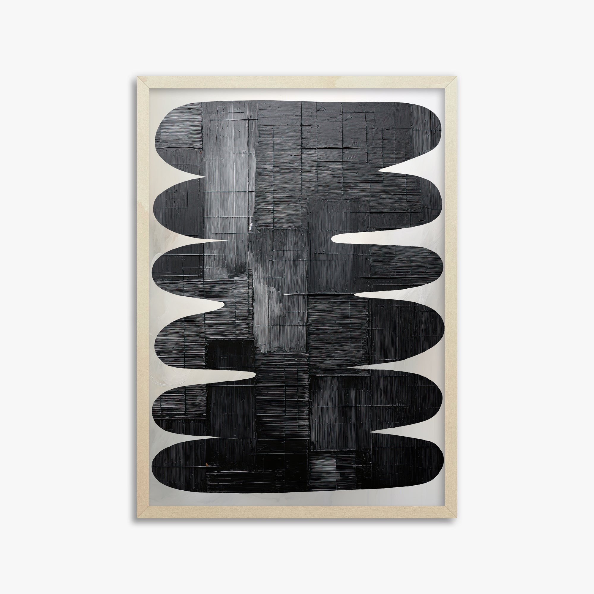 Midnight Waves, 50x70cm Framed Art Reproduction With Lime Wood Frame