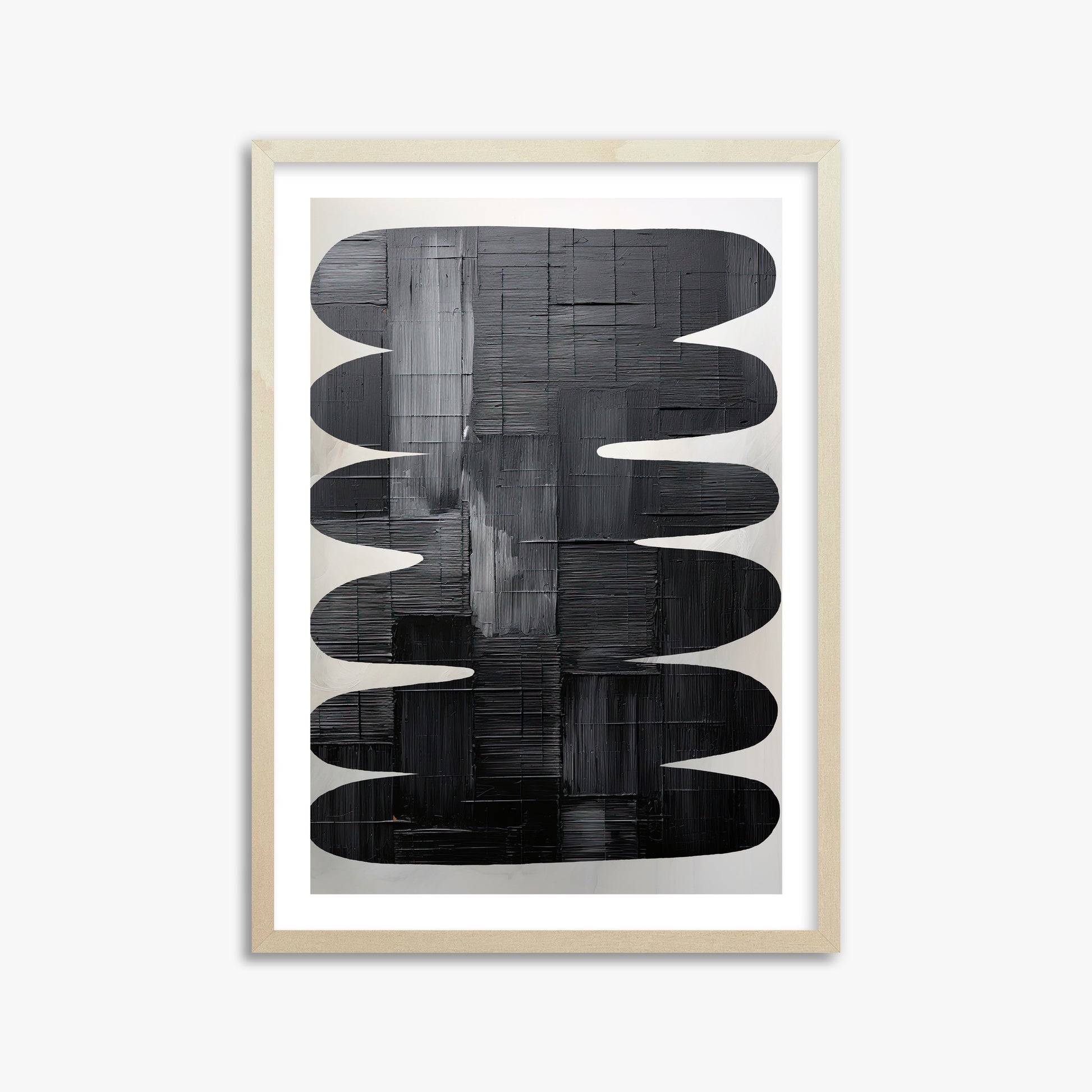 Midnight Waves, 50x70cm Framed Art Reproduction With Lime Wood Frame