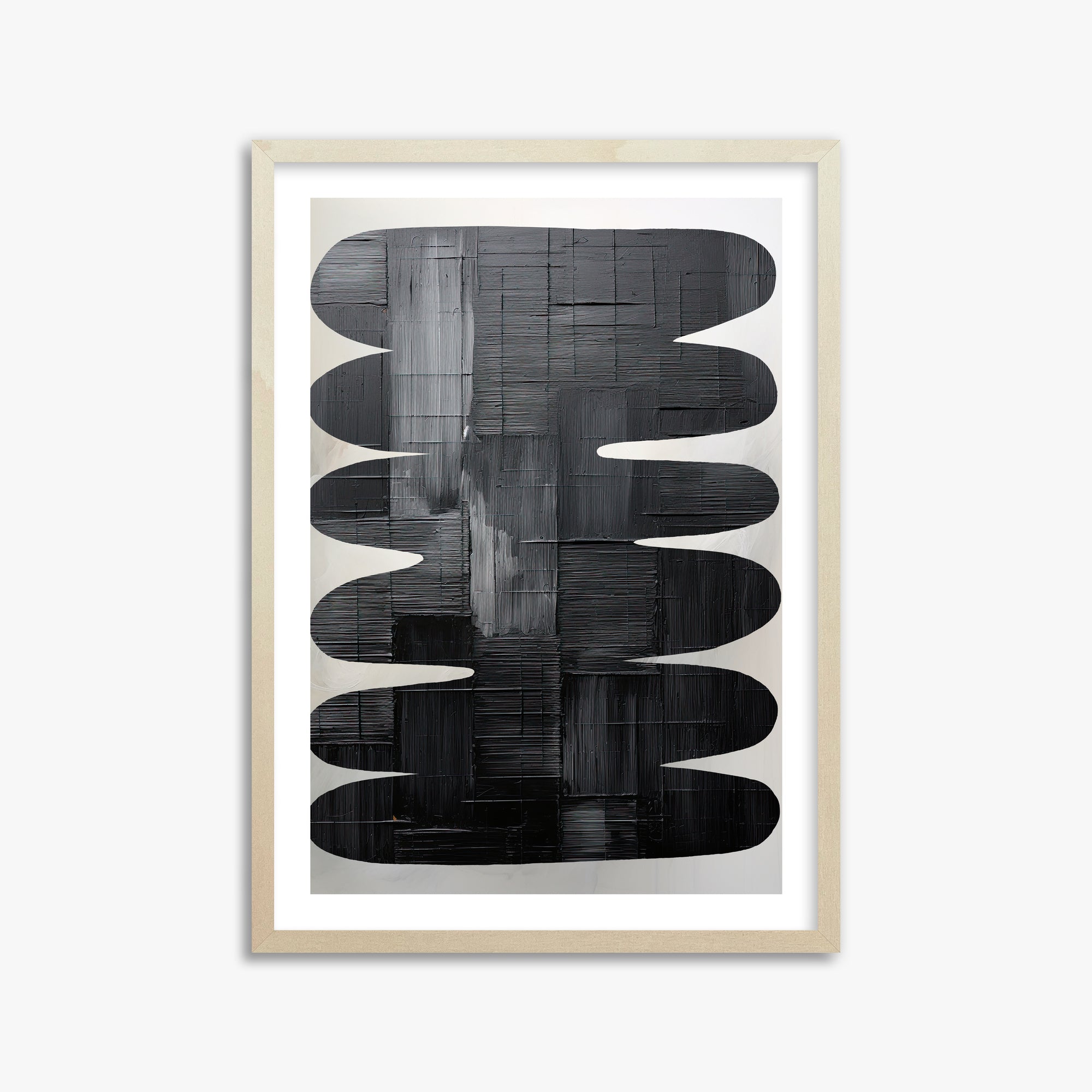 Midnight Waves, 50x70cm Framed Art Reproduction With Lime Wood Frame