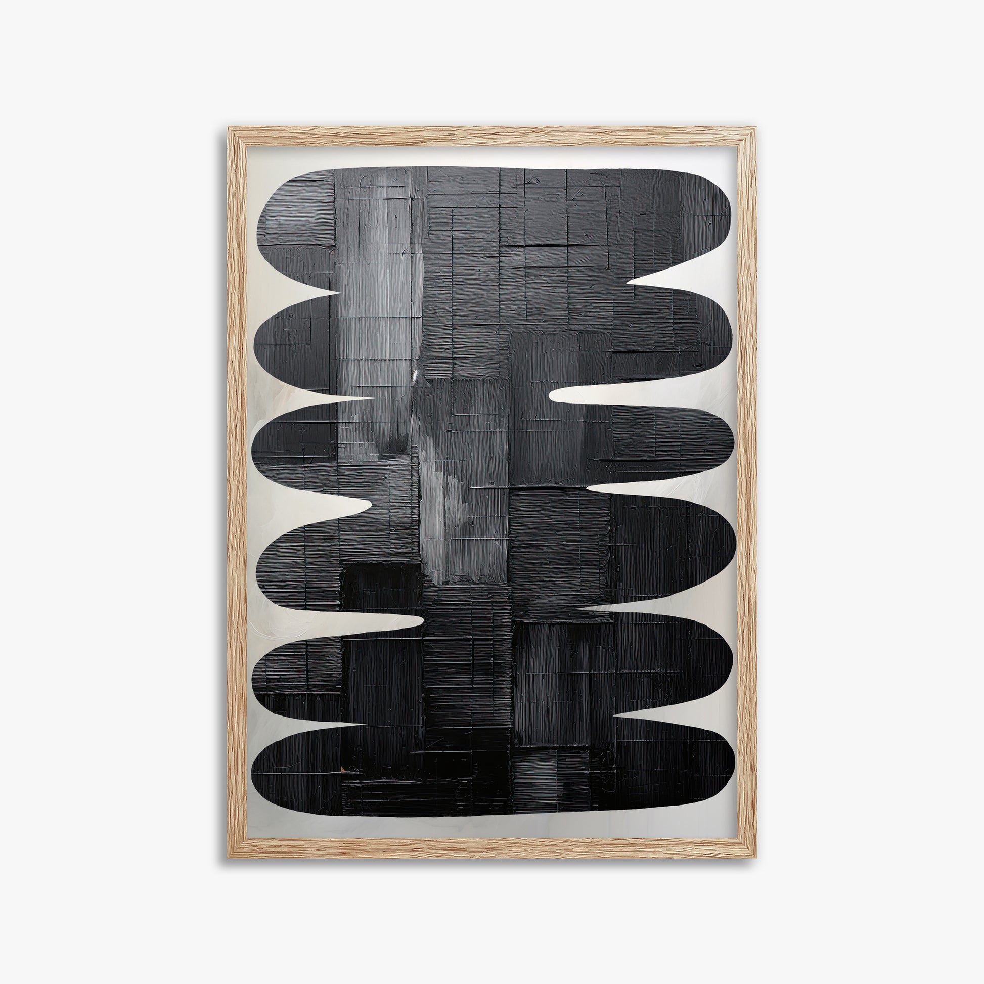 Midnight Waves, 50x70cm Framed Art Reproduction With Raw Oak Frame