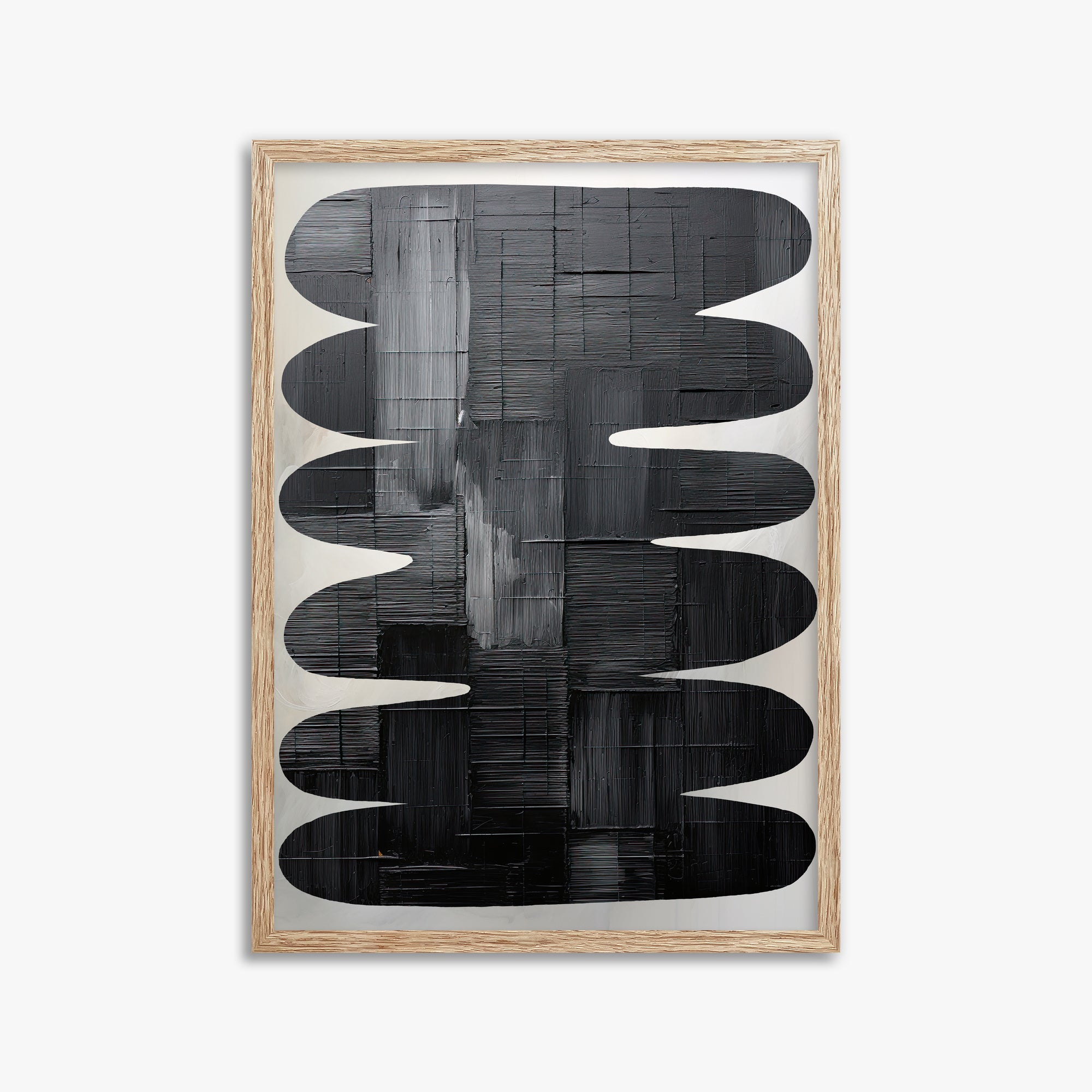 Midnight Waves, 50x70cm Framed Art Reproduction With Raw Oak Frame