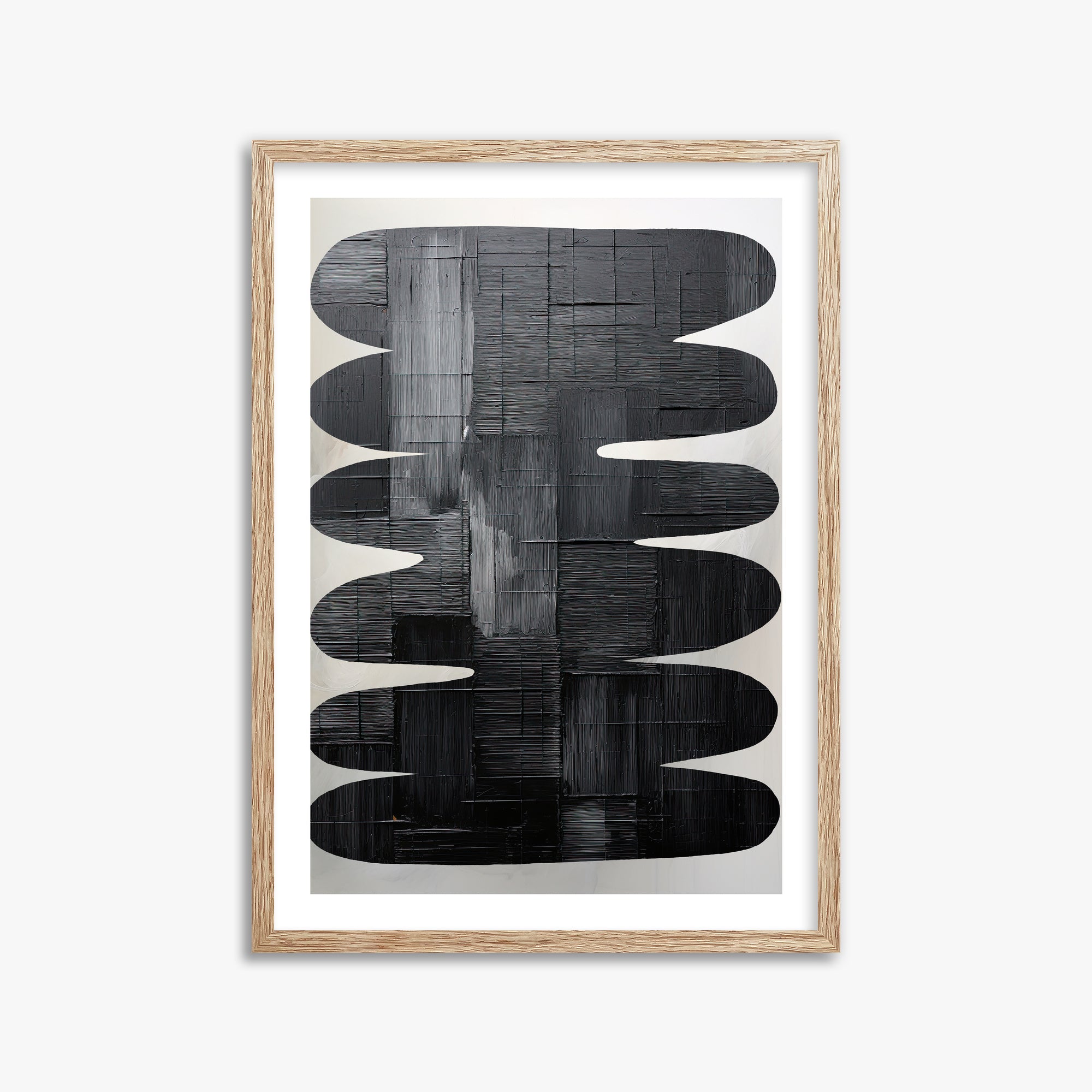 Midnight Waves, 50x70cm Framed Art Reproduction With Raw Oak Frame