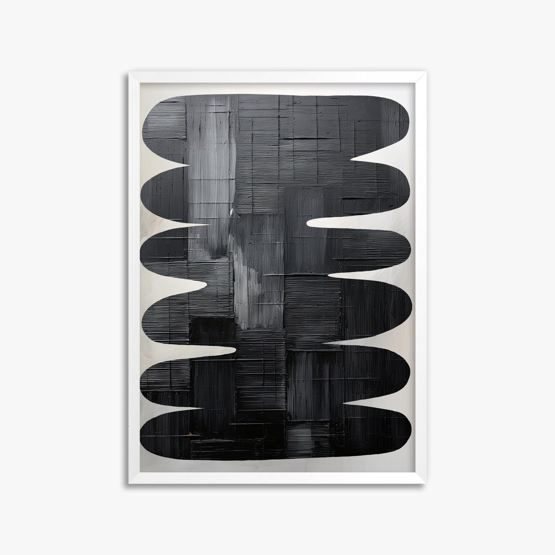 Midnight Waves, 50x70cm Framed Poster With White Frame