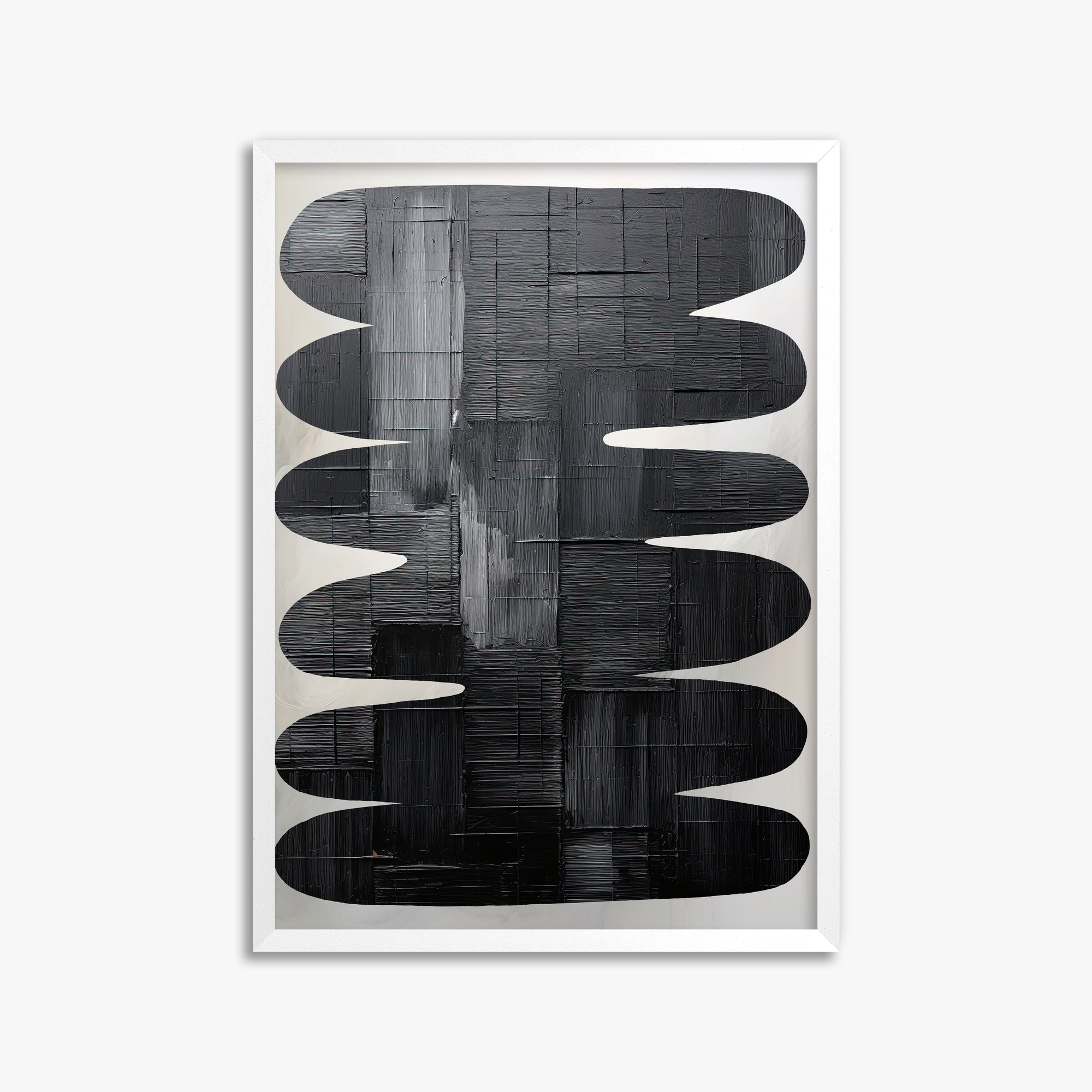 Midnight Waves, 50x70cm Framed Poster With White Frame