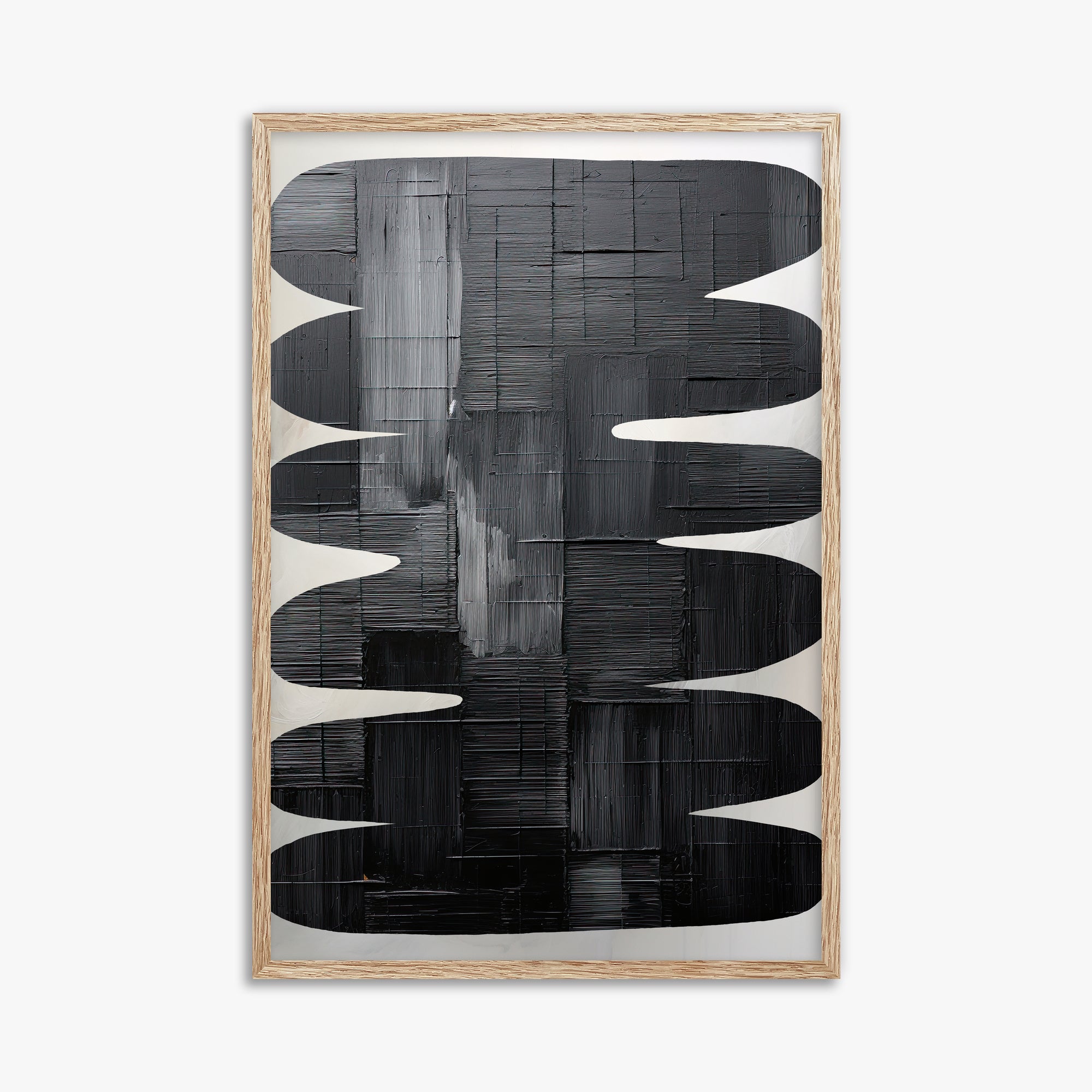 Midnight Waves, 61x91cm Framed Art Reproduction With Raw Oak Frame