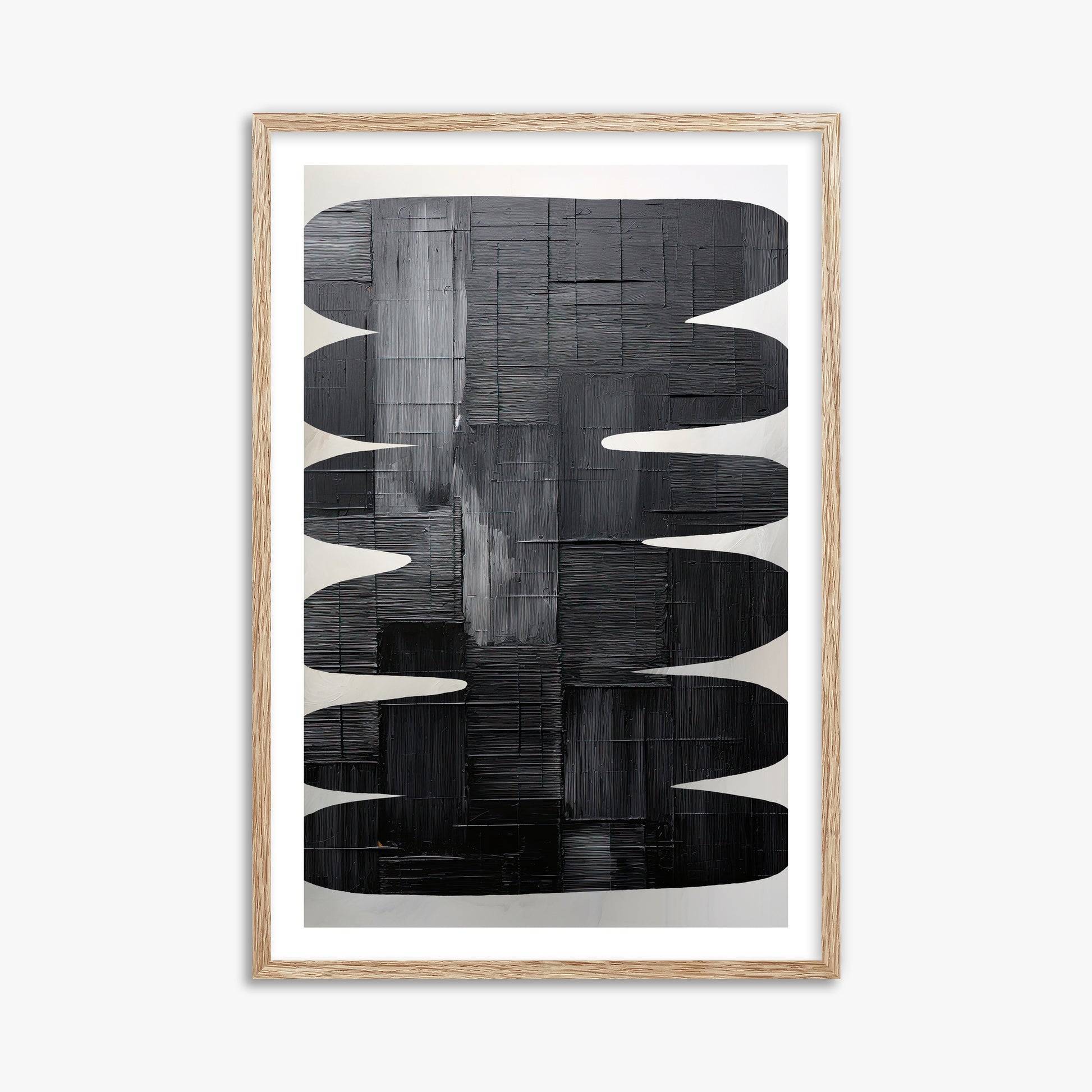 Midnight Waves, 61x91cm Framed Art Reproduction With Raw Oak Frame