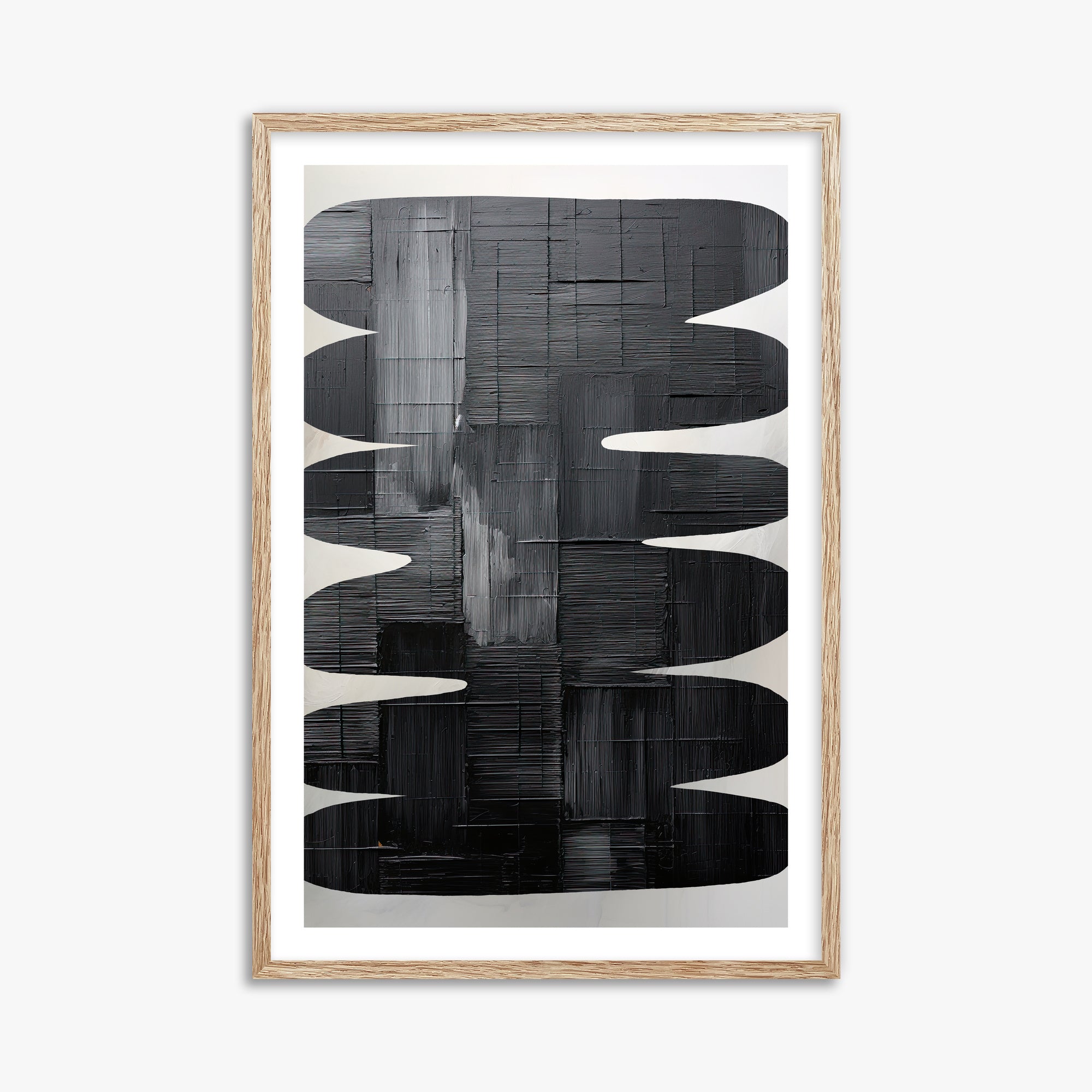 Midnight Waves, 61x91cm Framed Art Reproduction With Raw Oak Frame