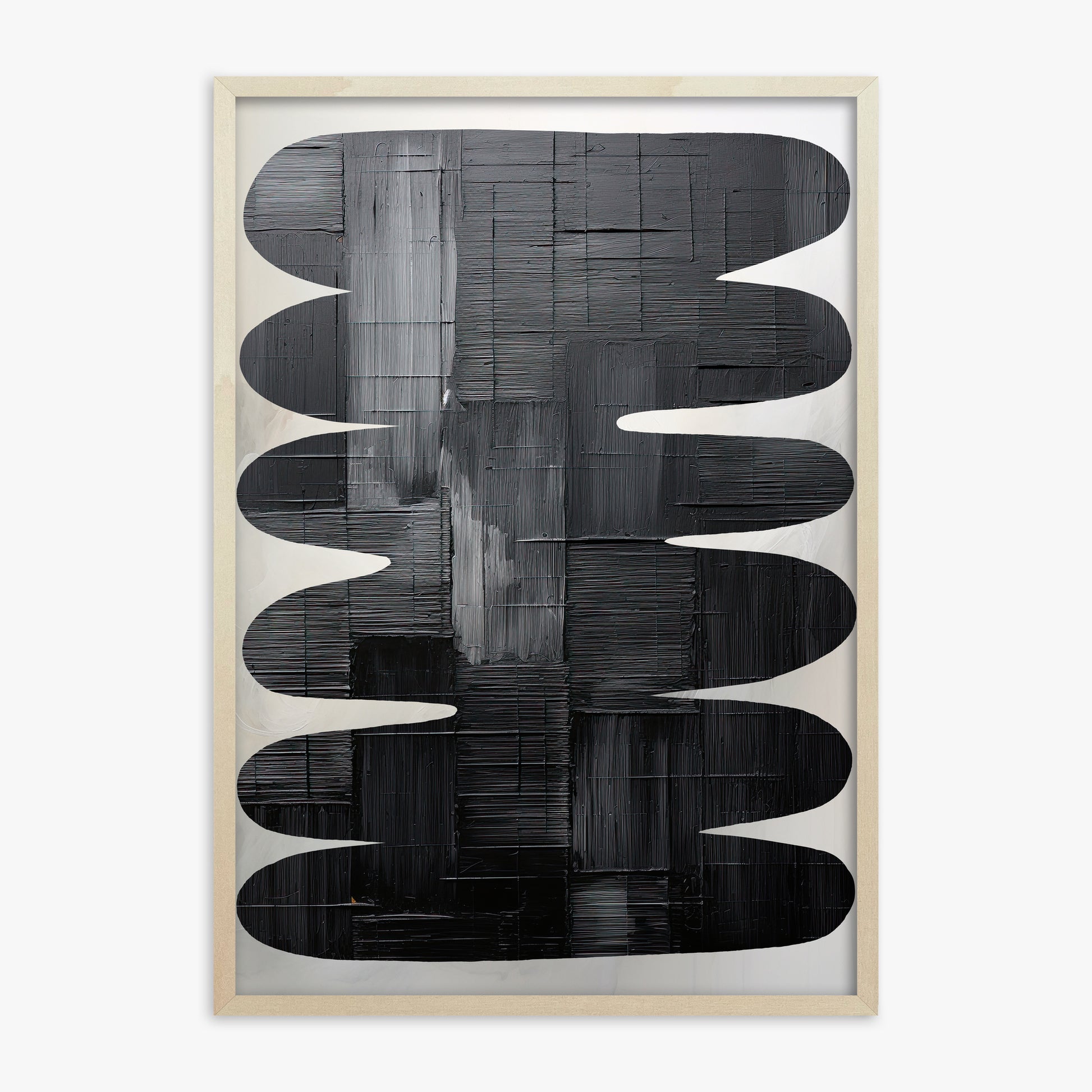 Midnight Waves, 70x100cm Framed Art Reproduction With Lime Wood Frame