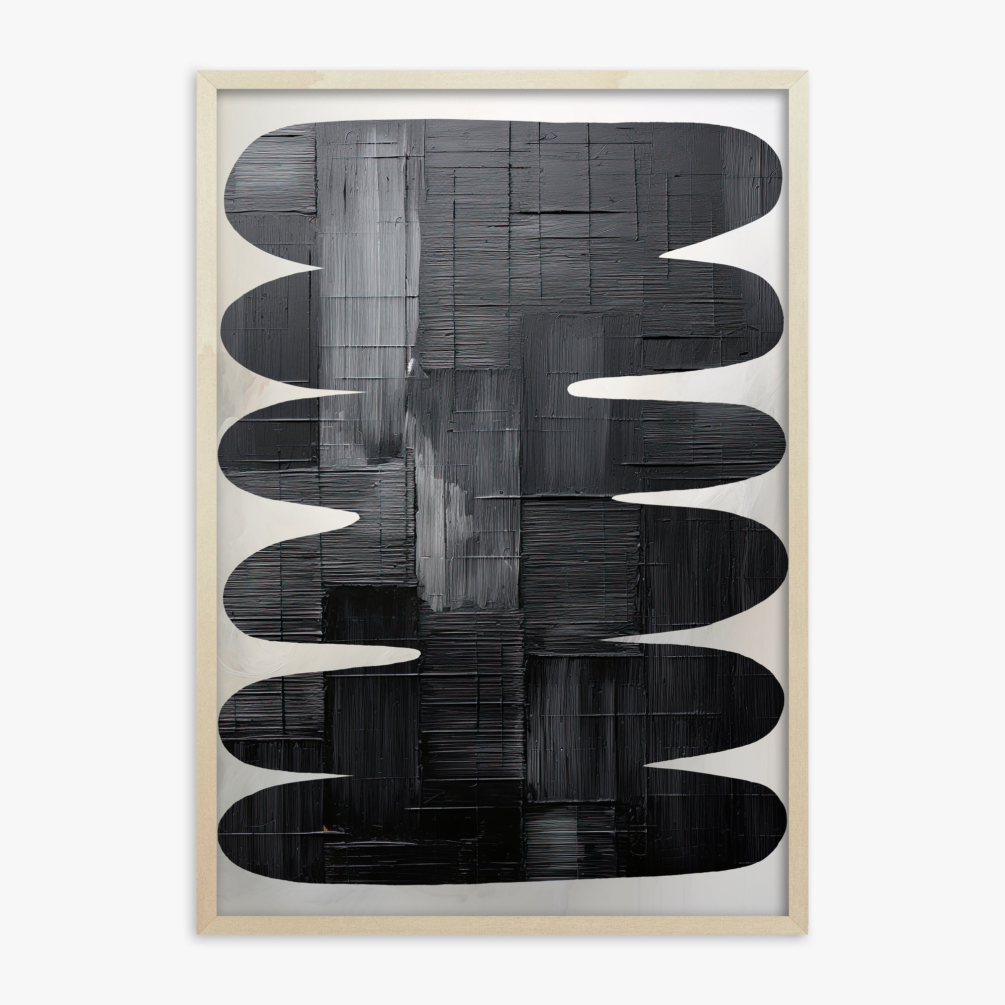 Midnight Waves, 70x100cm Framed Art Reproduction With Lime Wood Frame