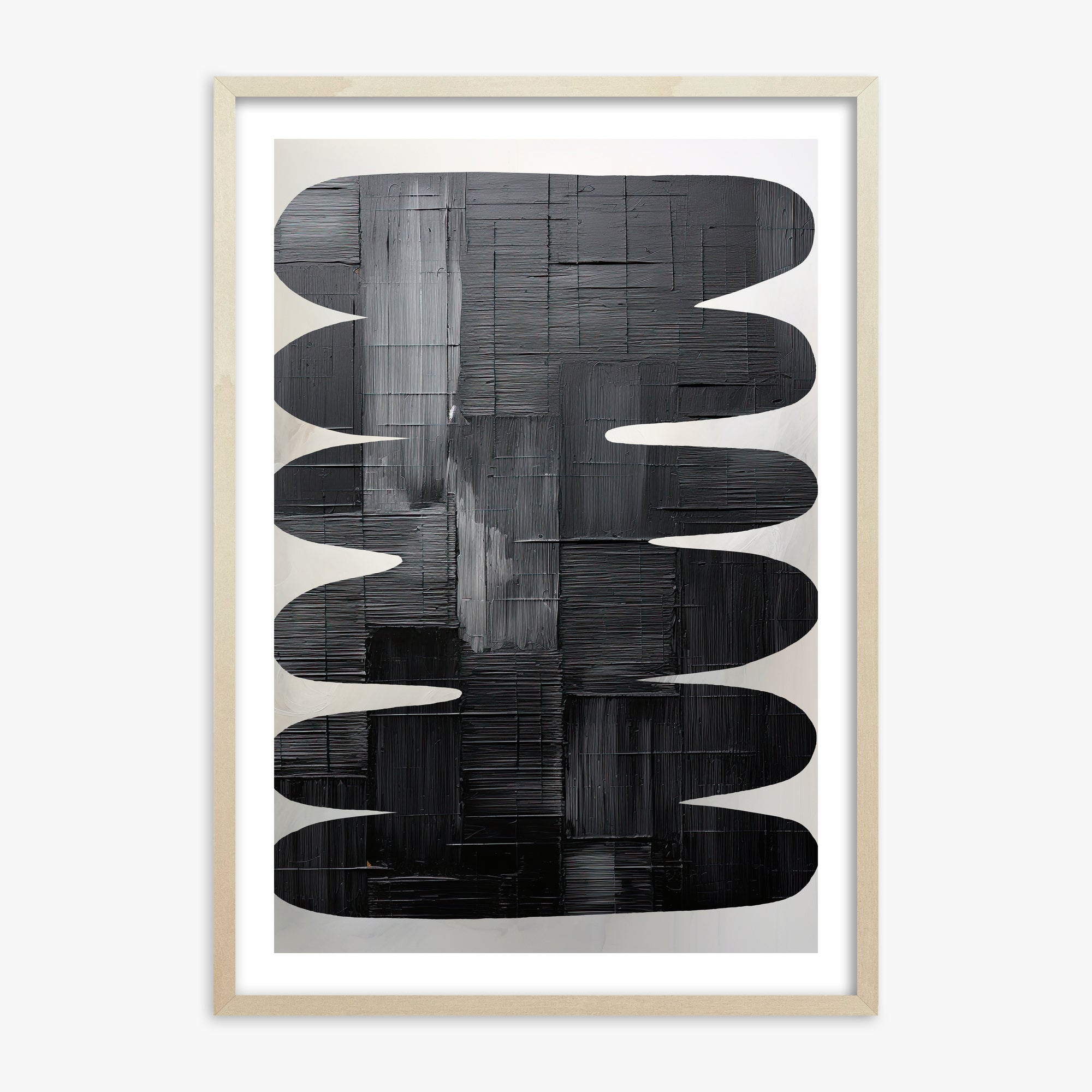 Midnight Waves, 70x100cm Framed Art Reproduction With Lime Wood Frame