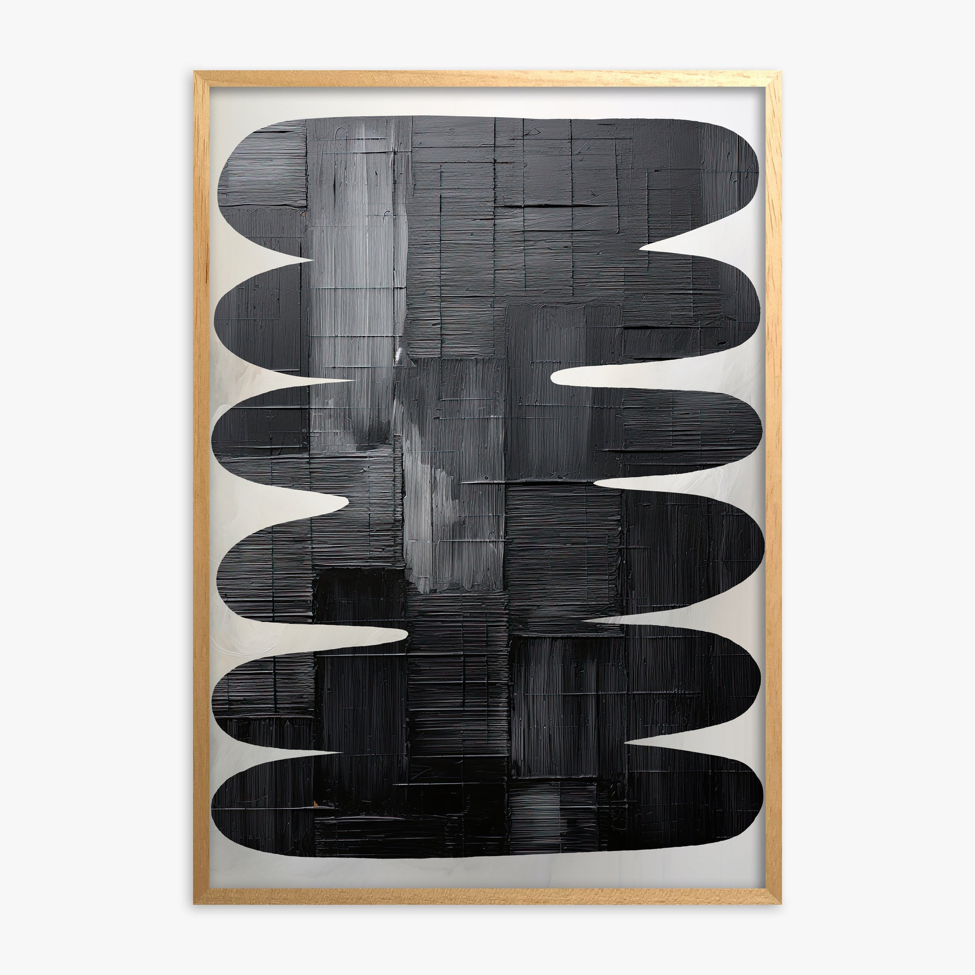 Midnight Waves, Oak Framed Poster With Oak Frame
