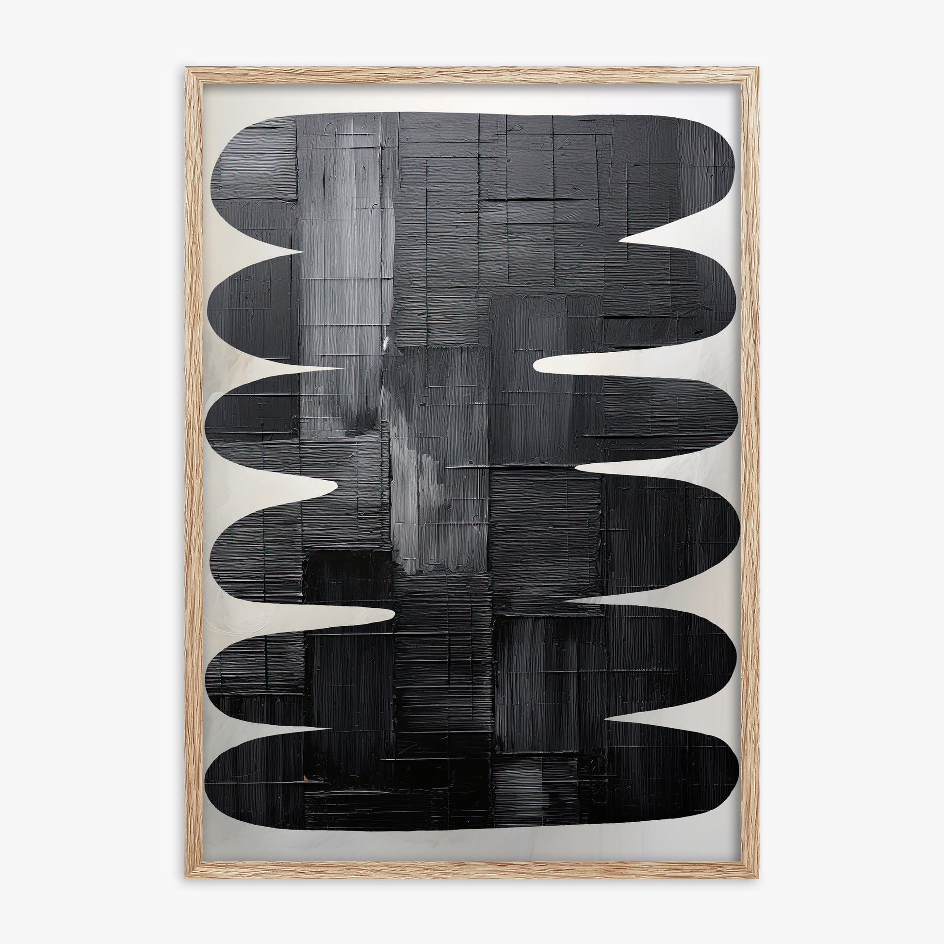 Midnight Waves, 70x100cm Framed Art Reproduction With Raw Oak Frame