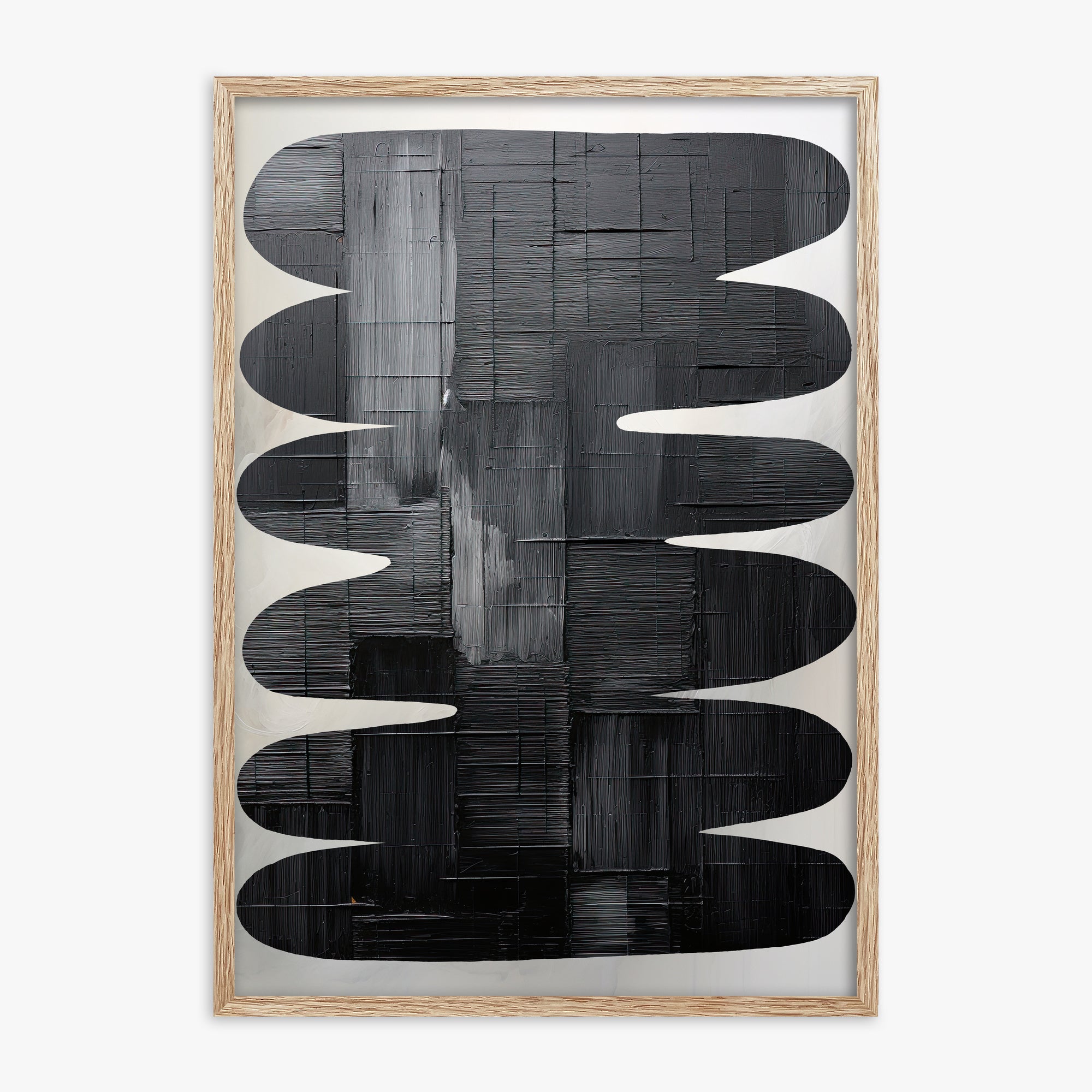 Midnight Waves, 70x100cm Framed Art Reproduction With Raw Oak Frame