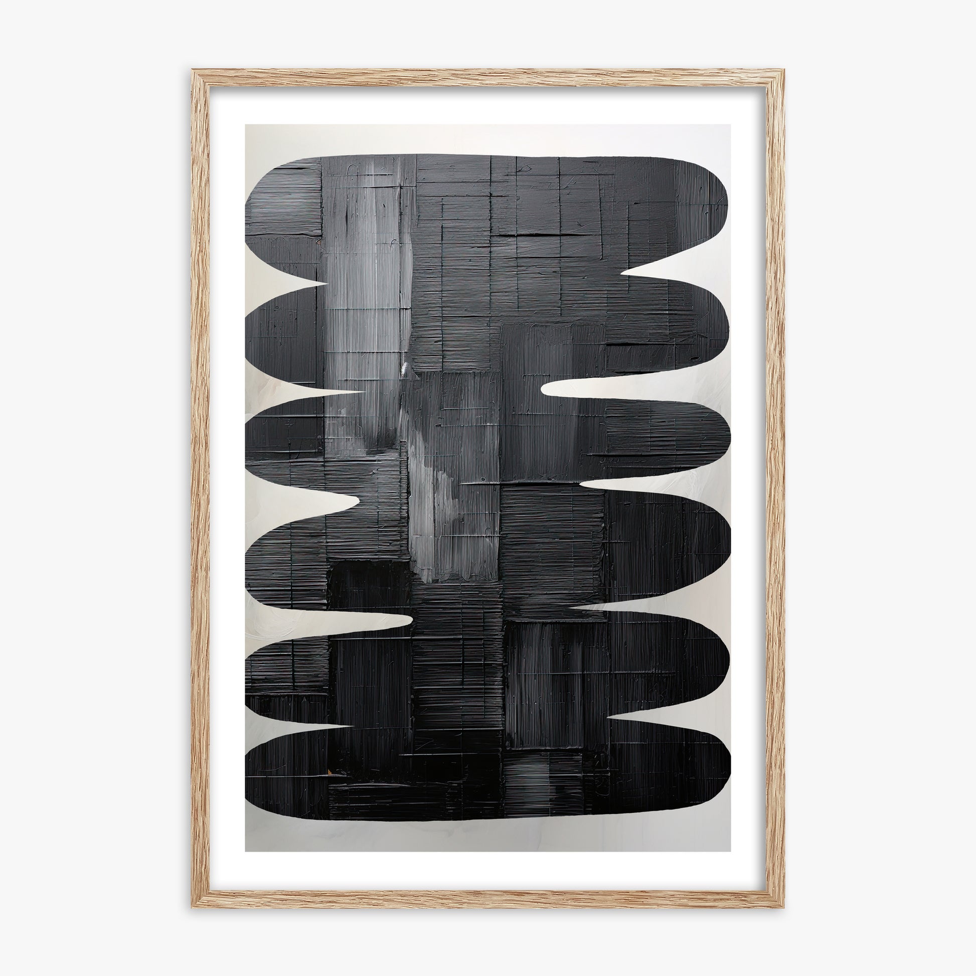 Midnight Waves, 70x100cm Framed Art Reproduction With Raw Oak Frame