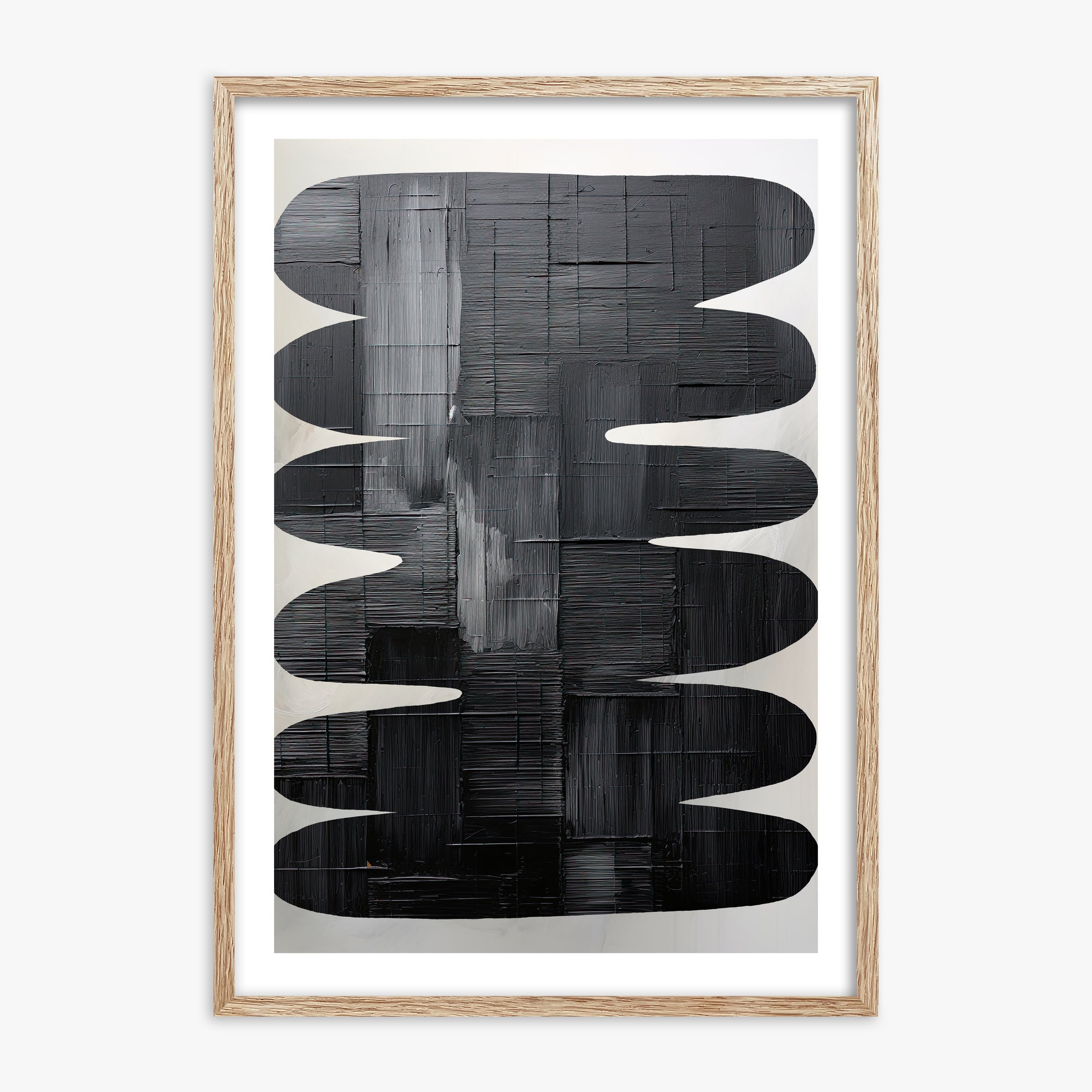 Midnight Waves, 70x100cm Framed Art Reproduction With Raw Oak Frame