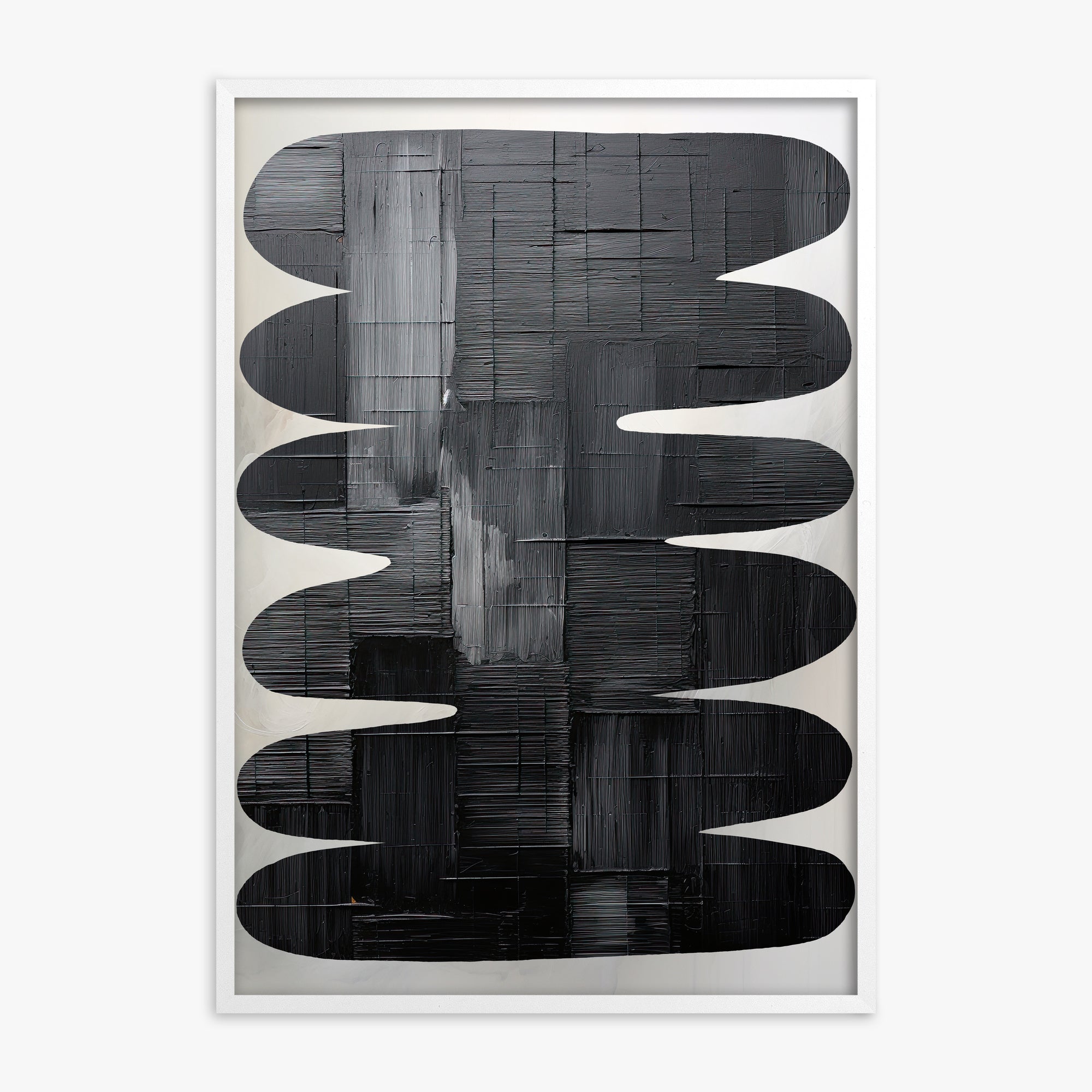 Midnight Waves, White Framed Poster With White Frame