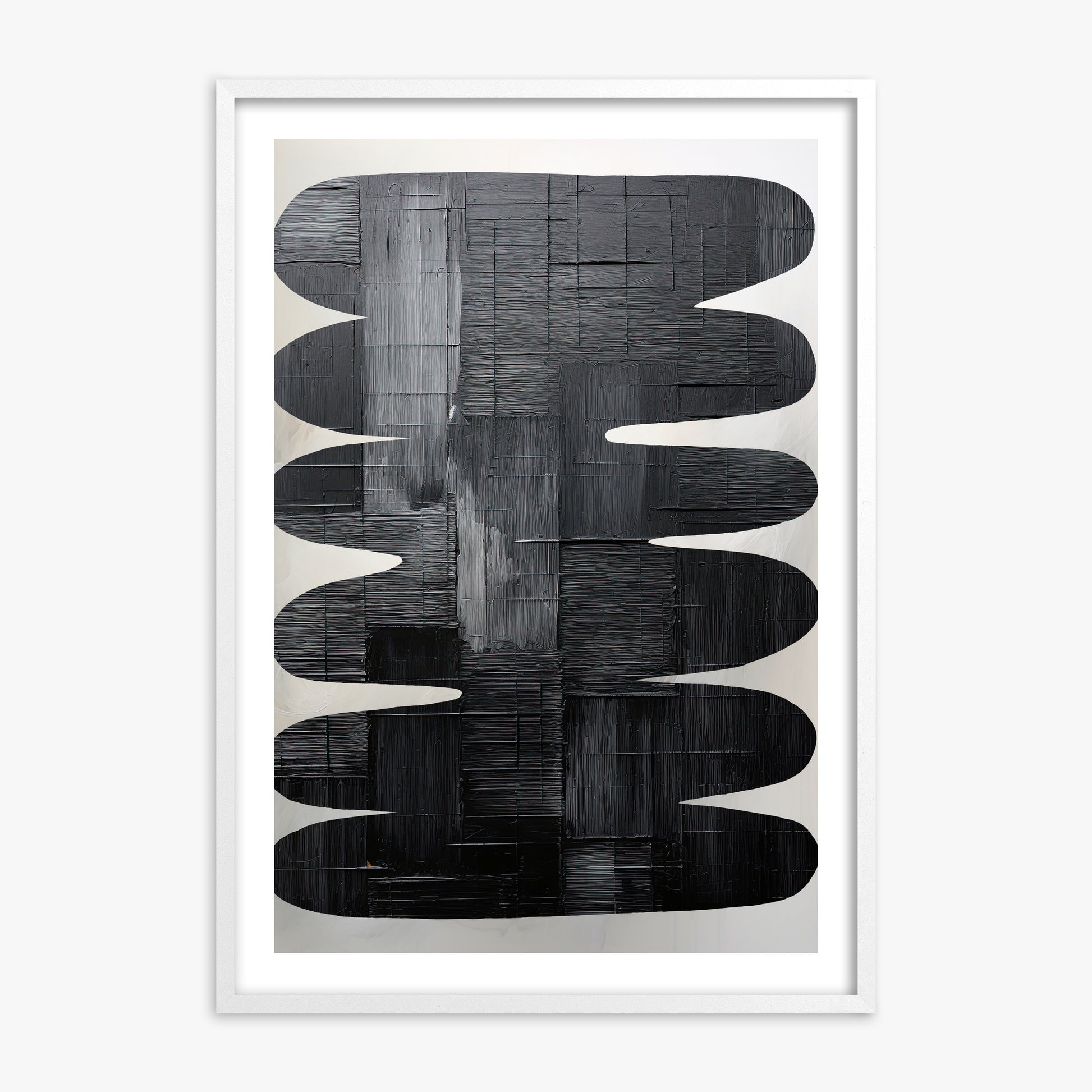 Midnight Waves, White Framed Poster With White Frame