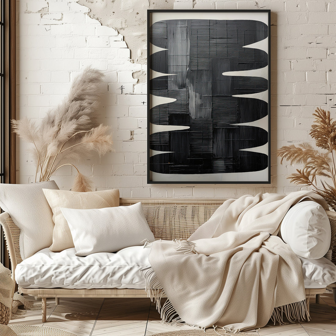Midnight Waves, 50x70cm Framed Poster With Black Frame