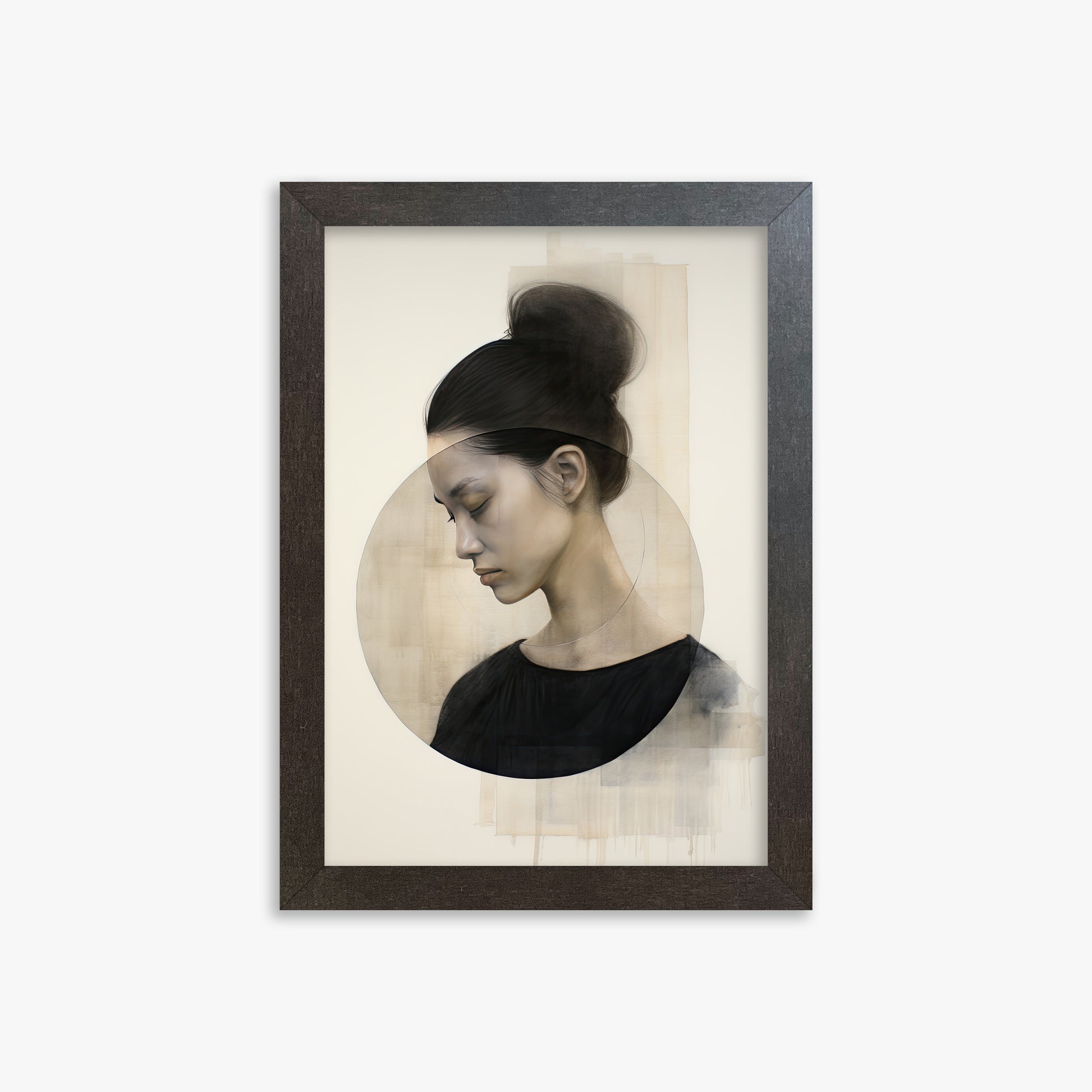 Serene Contemplation, 21x30cm Framed Art Reproduction With Espresso Frame