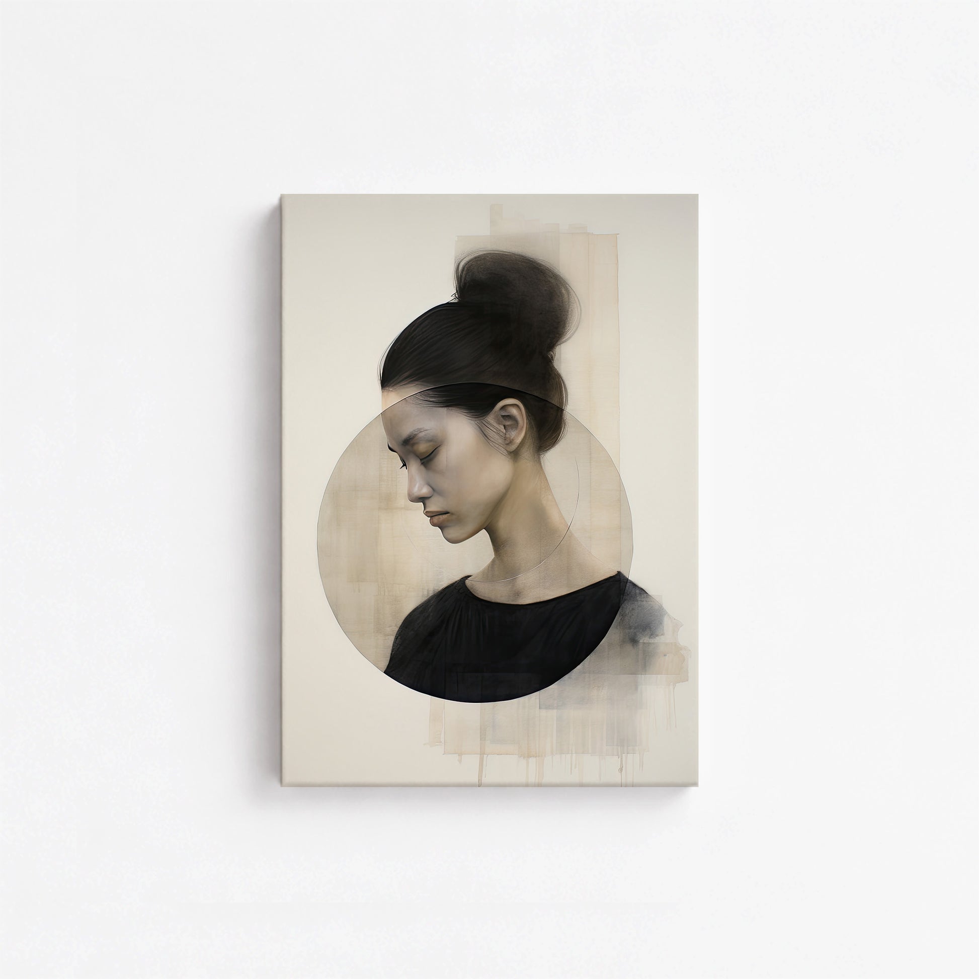 Serene Contemplation, 21x30cm Satin Canvas Art Reproduction
