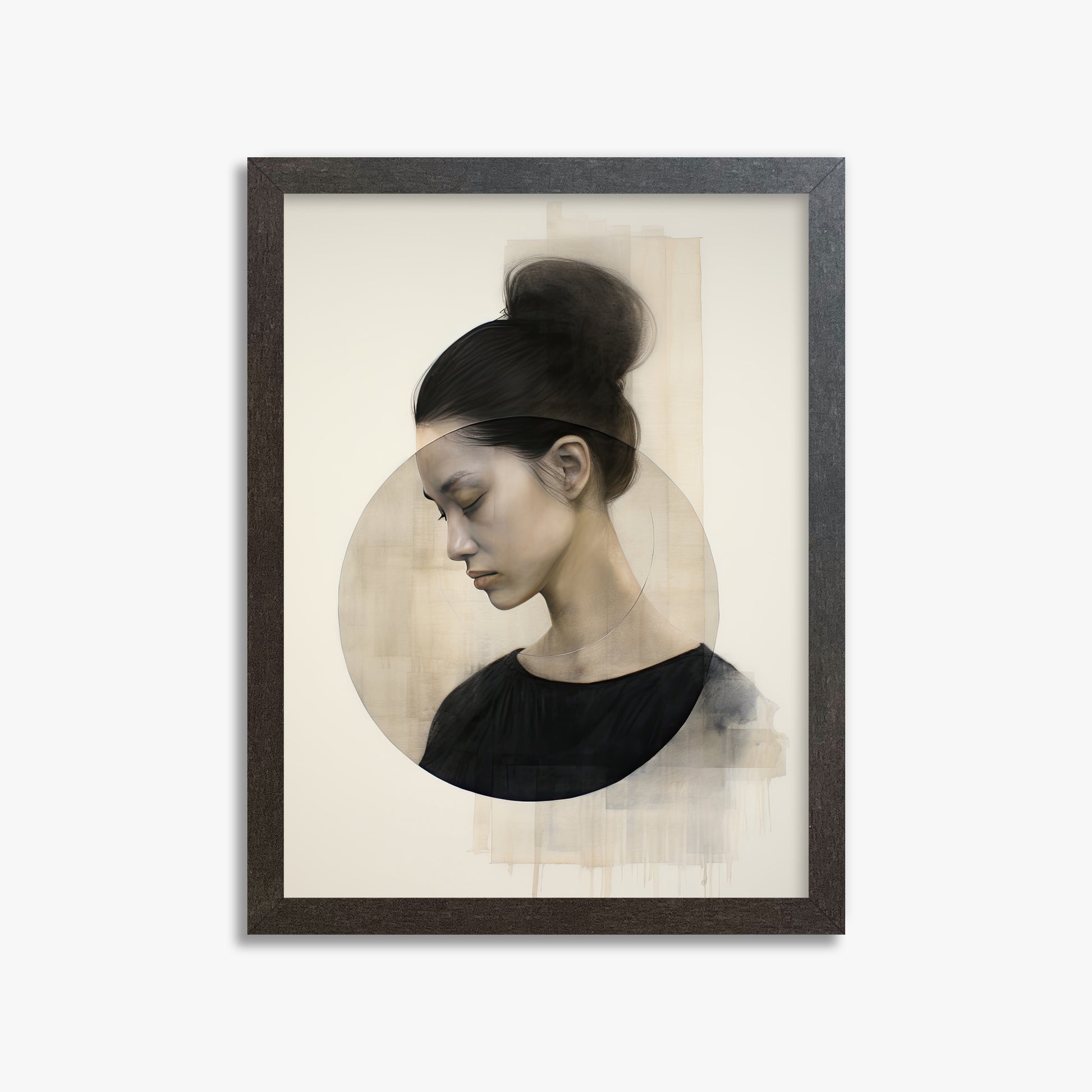 Serene Contemplation, 30x40cm Framed Art Reproduction With Espresso Frame