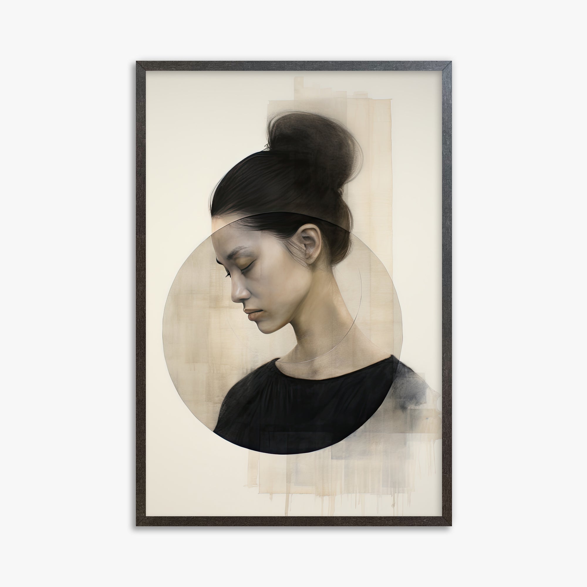 Serene Contemplation, 61x91cm Framed Art Reproduction With Espresso Frame