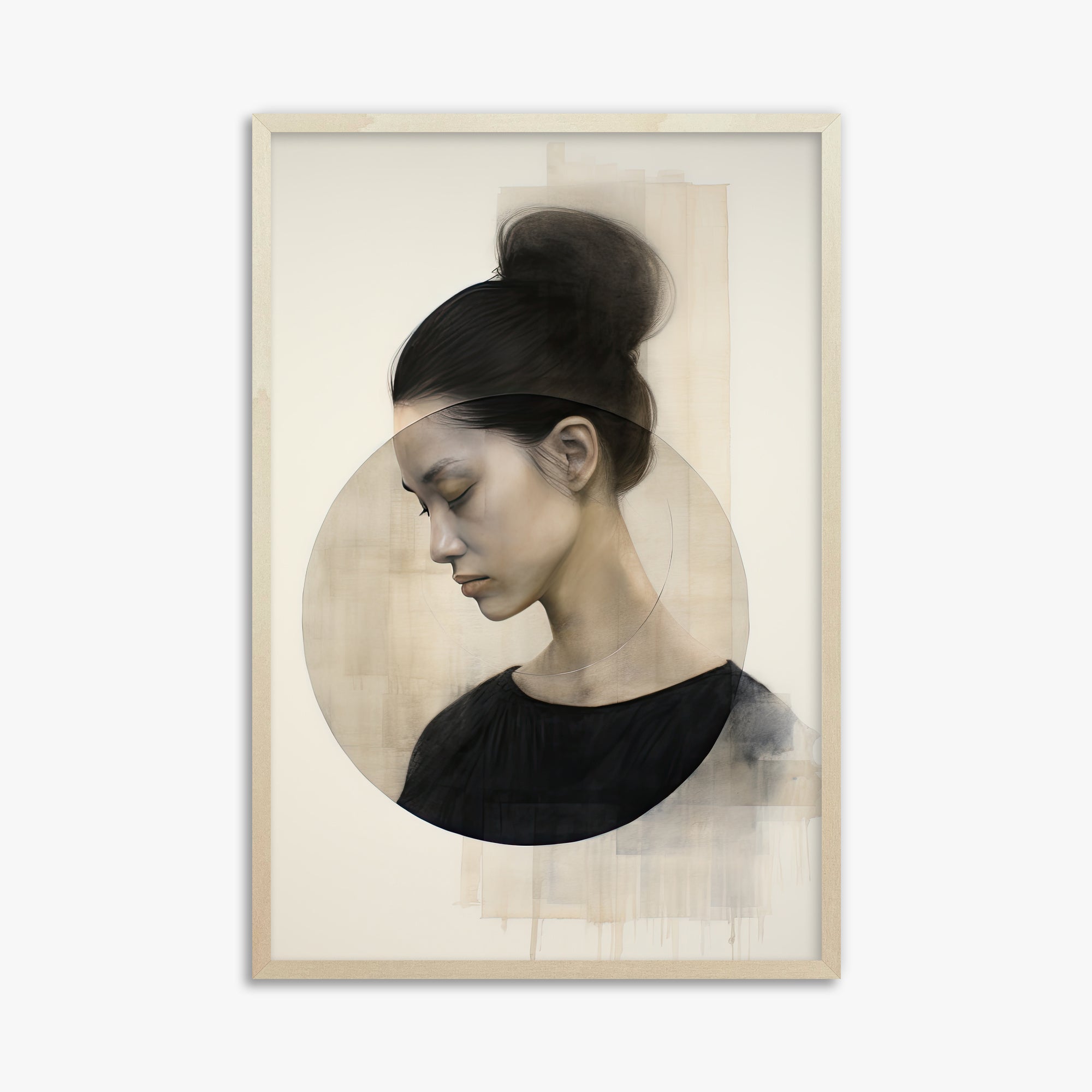 Serene Contemplation, 61x91cm Framed Art Reproduction With Lime Wood Frame