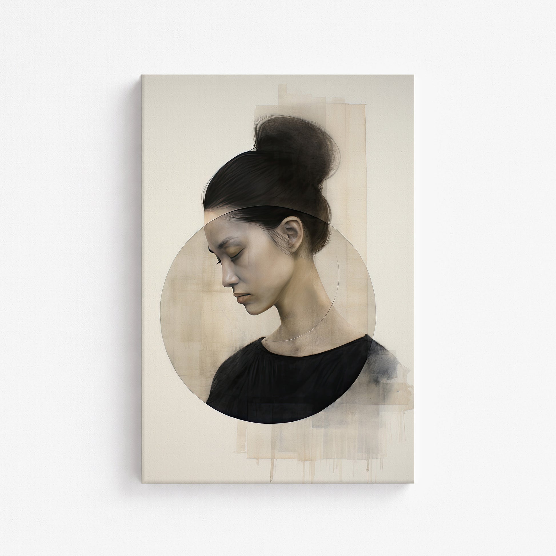 Serene Contemplation, 61x91cm Satin Canvas Art Reproduction